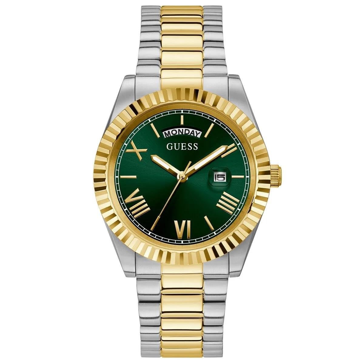 Guess Men's Two-Tone Green Analog Watch - Stylish Casual & Dress Watch for Business, Date Night & Everyday Wear