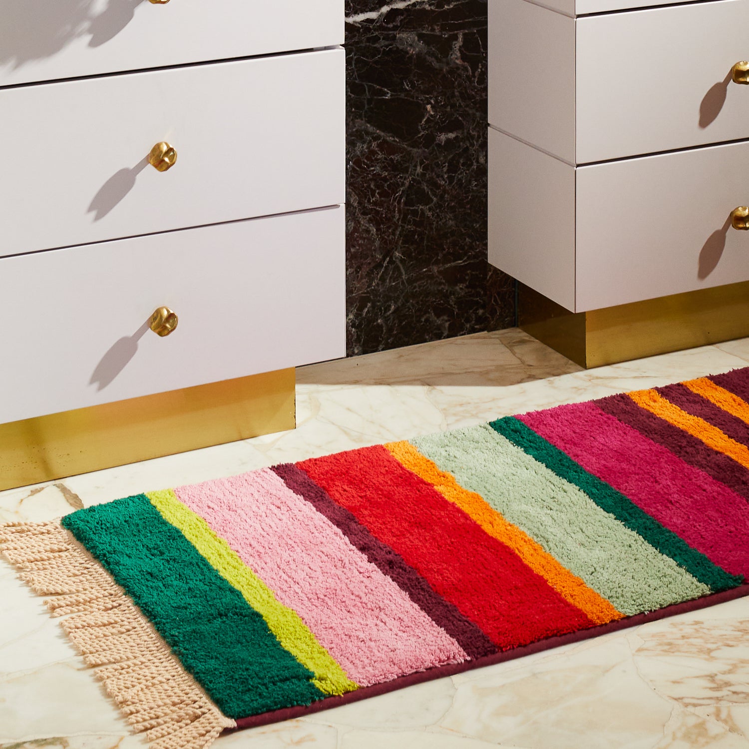 Corinne Non-Slip Bath Runner Rug - Soft Absorbent Microfiber Bath Mat for Bathroom Floor - Perfect for Showers, Bathtubs & Vanity Areas