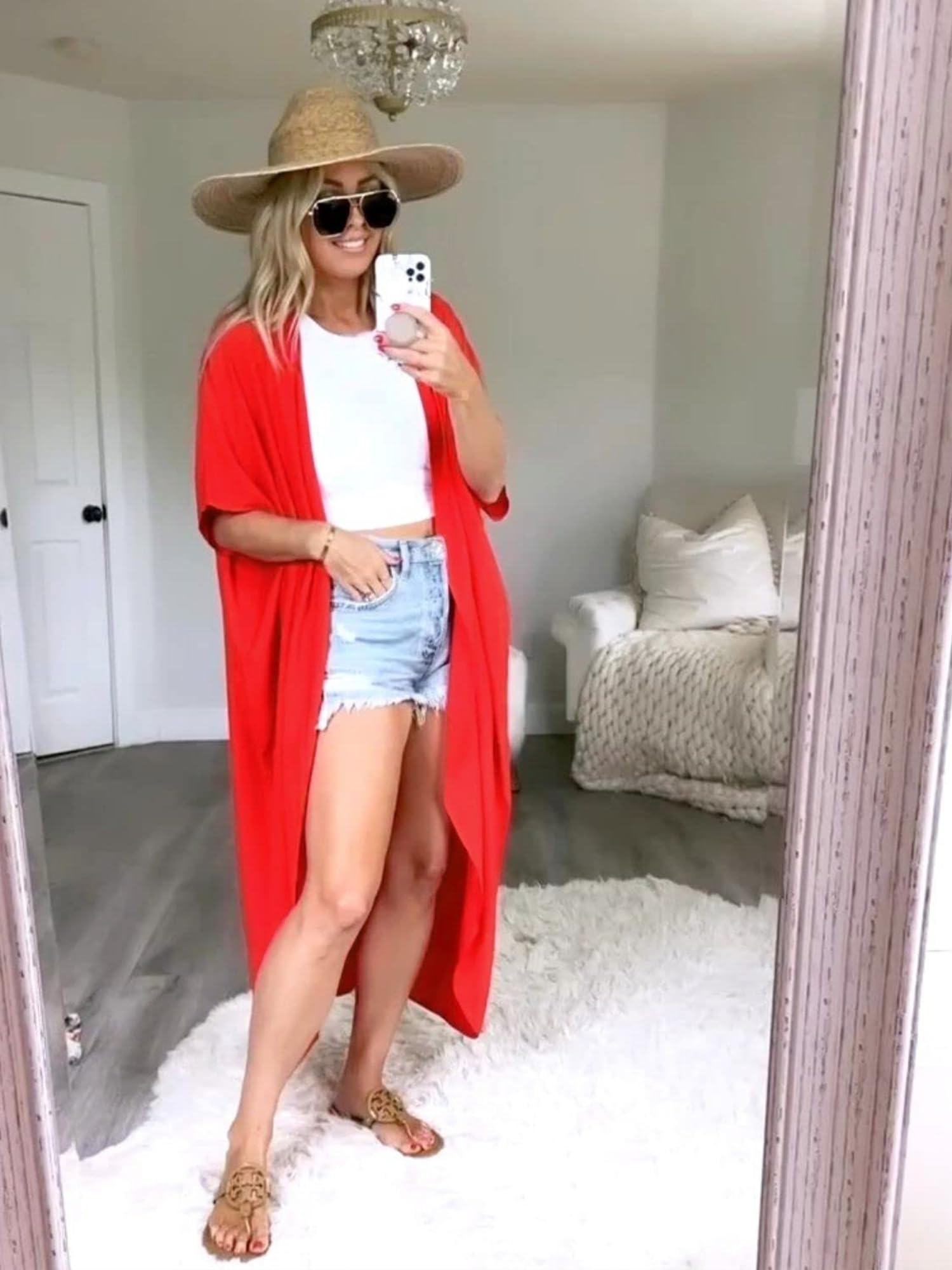 ChainJoy Women's Flowy Long Kimono Cardigan - Lightweight Beach Cover Up for Swimsuit, Summer Dresses & Boho Outfits | Perfect for Poolside, Vacation & Casual Wear