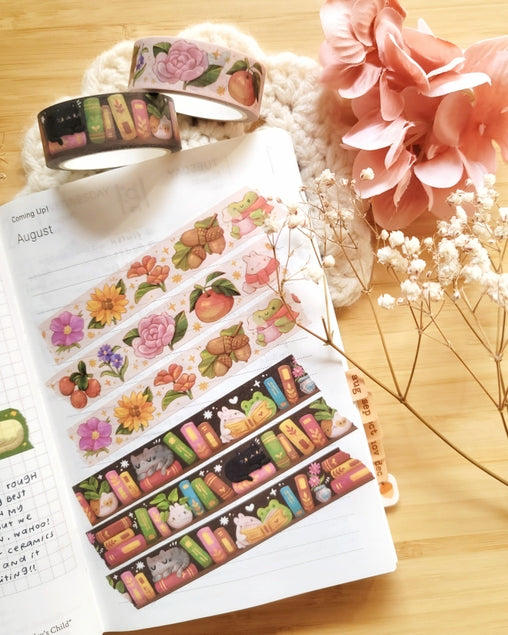 Books and Cleverness Washi Tape - Decorative Japanese Paper Tape for Scrapbooking, Journaling, Planner Stickers, DIY Crafts & Gift Wrapping