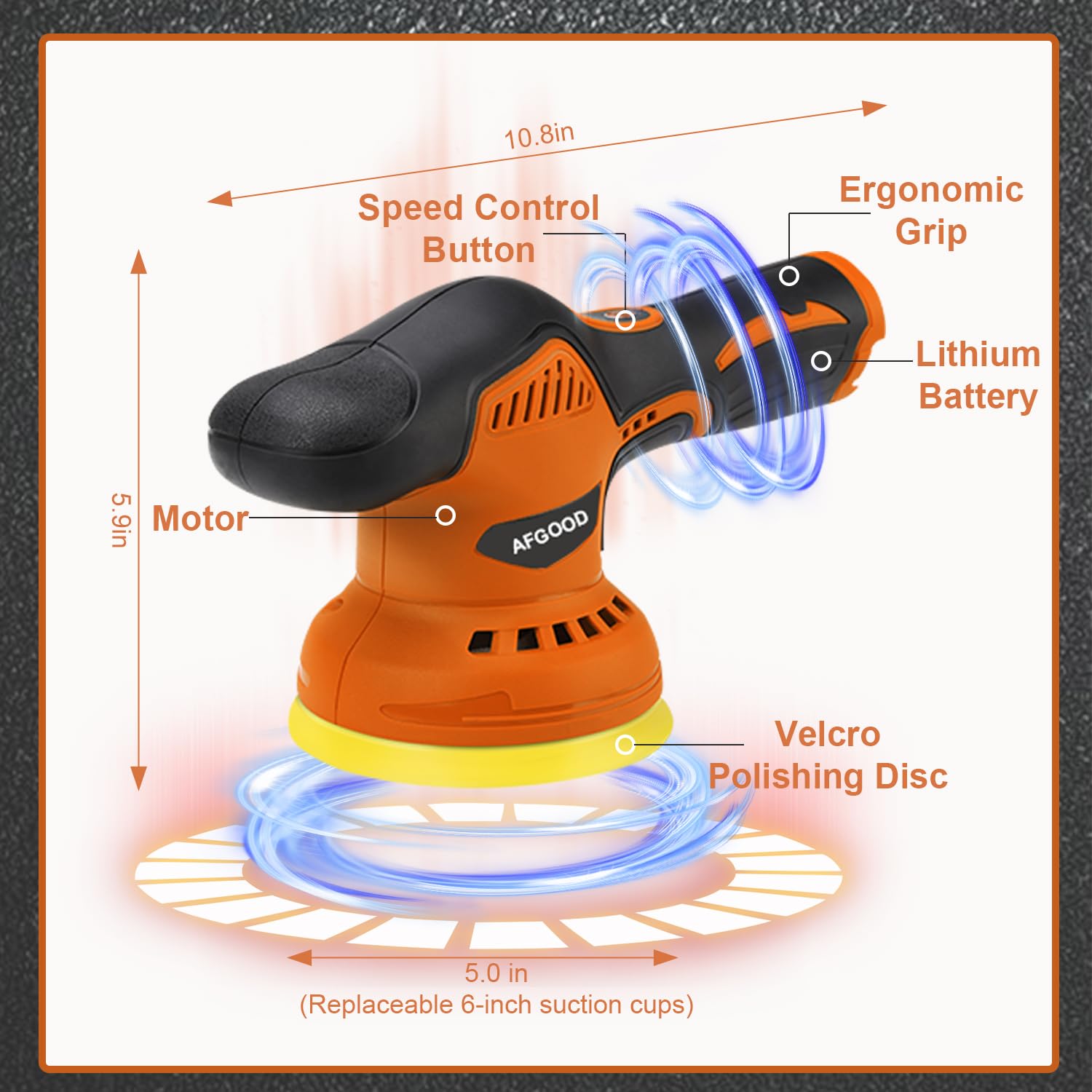 18PCS Cordless Car Buffer Polisher Kit - 5 Inch & 6 Inch Portable Waxing Machine with 2x 2000mAh Batteries, Buffing Pads & Bonnet - Perfect for Car Detailing, Auto Polishing & Waxing at Home or Professional Use