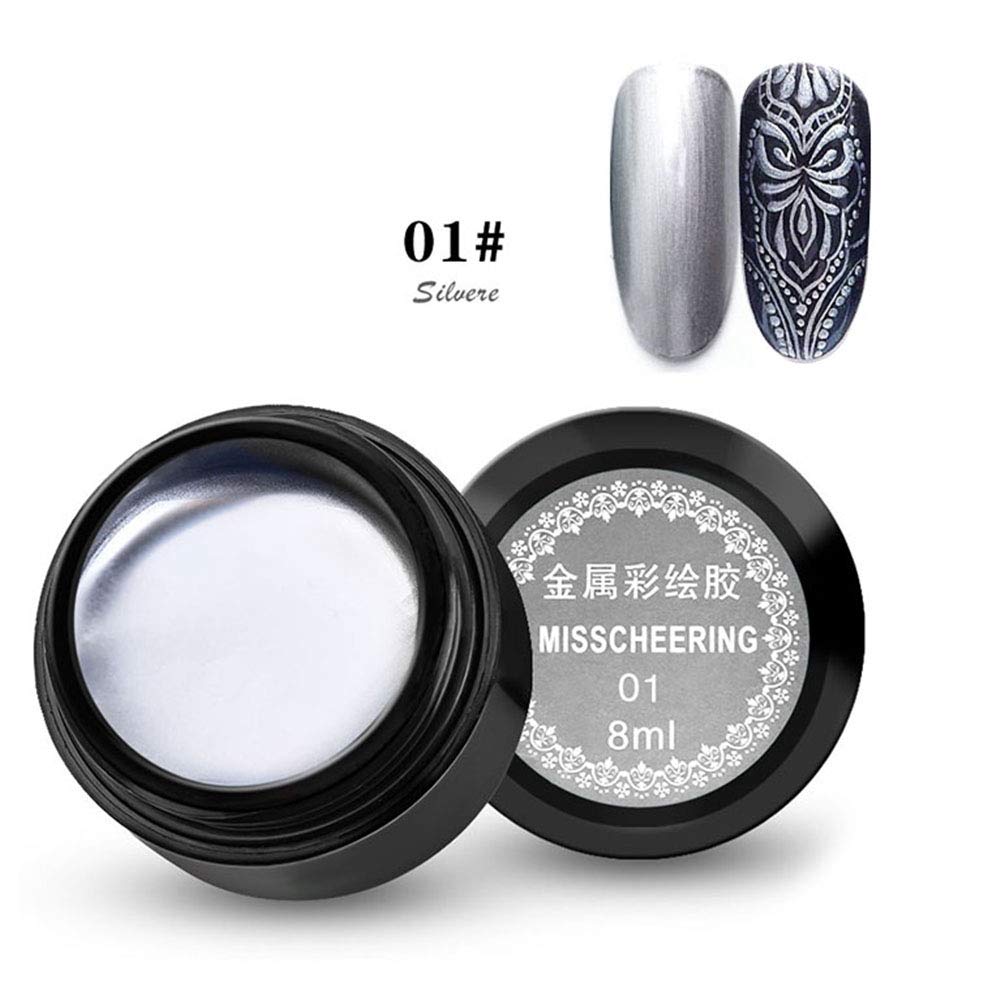Silver Metallic Gel Nail Polish - High Gloss DIY Nail Art Varnish for Manicure & Nail Design | Professional Gel Liner for Drawing & Nail Art | Perfect for Parties, Weddings & Special Occasions