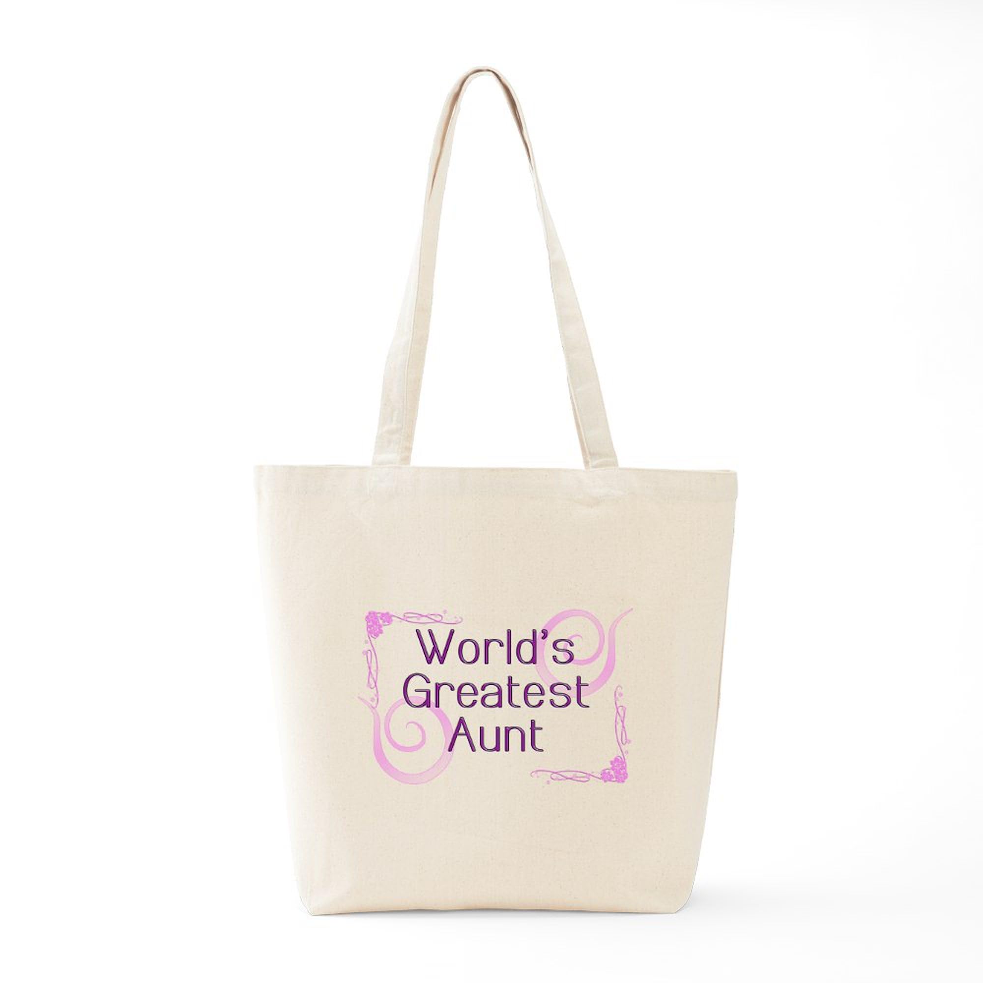 World's Greatest Aunt Tote Bag - Natural Canvas Reusable Shopping Bag for Women - Perfect Gift for Aunts, Birthday, Mother's Day & Grocery Shopping