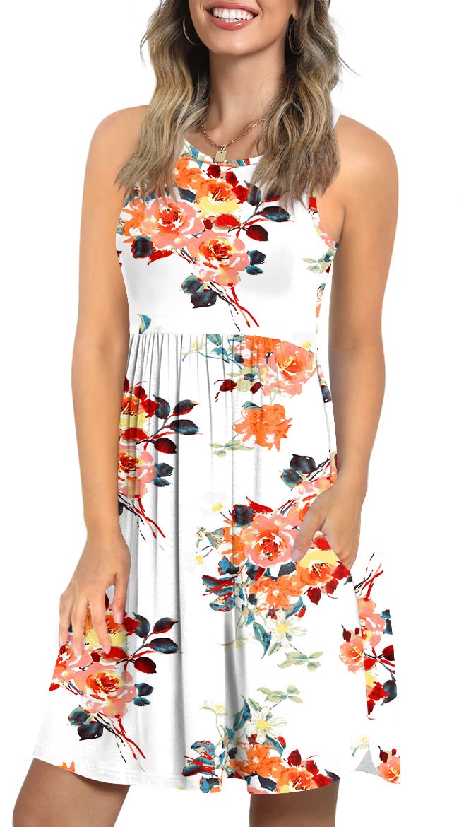 LONGYUAN Women's Summer Dresses 2023 - Stretchy Sleeveless Sun Dress with Pockets | Casual Beachwear, Vacation Outfit & Summer Fashion