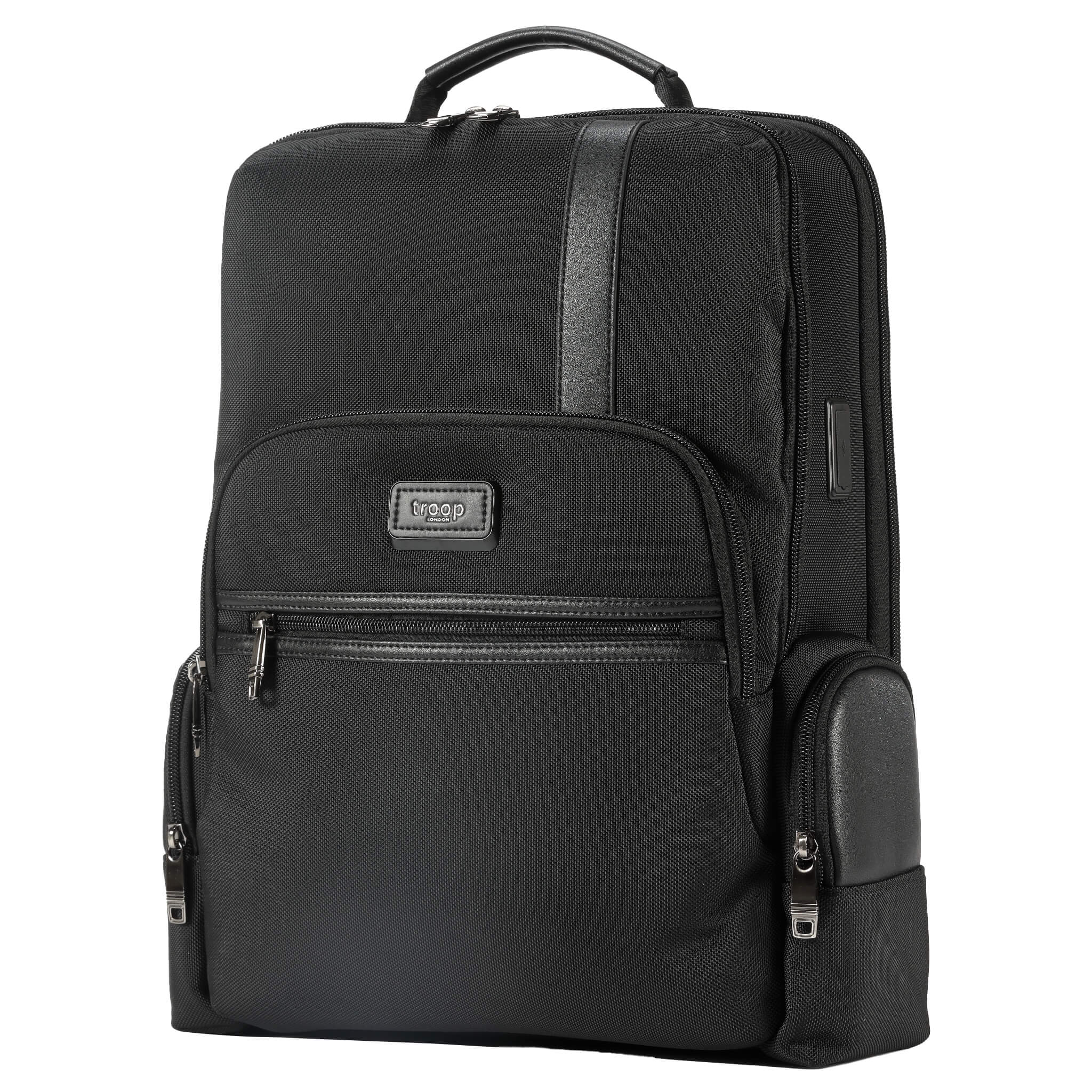 TPB005 Troop London Urban Laptop Backpack - Waterproof 15.6 Inch Business Backpack for Men & Women, College School Backpack with USB Charging Port - Perfect for Work, Travel & Daily Commute