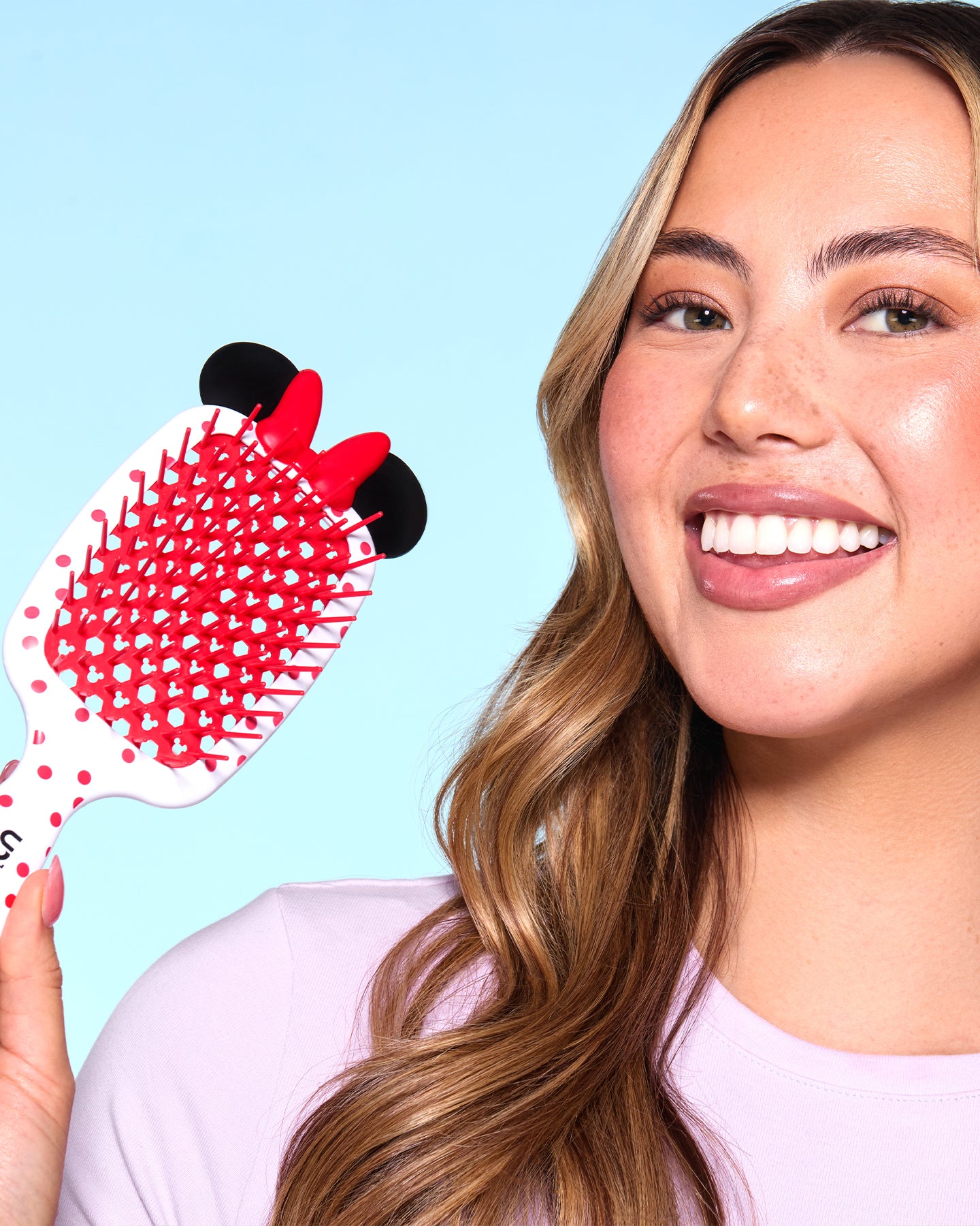 UNbrush Disney Detangling Brush for Kids - Minnie Mouse Design, Tangle-Free Hair Brush for Smooth & Painless Brushing - Perfect for Travel, School & Daily Hair Care