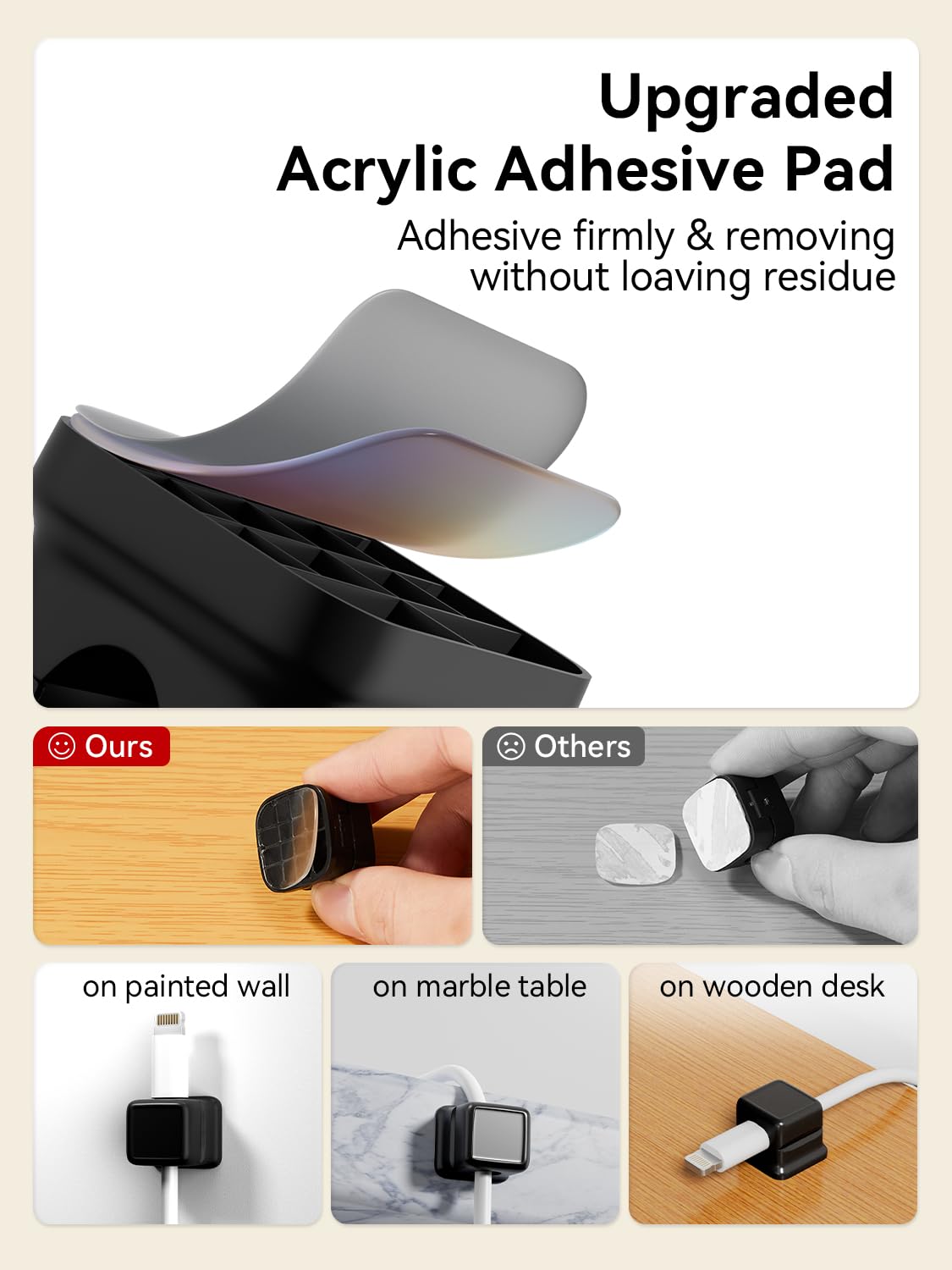 8-Pack Magnetic Cable Clips - Strong Adhesive Cord Organizer for Desk, Nightstand & Wall - Secure Charging Wire Management for Home Office, Gaming Setup & Electronics (Black) - Perfect for Cable Organization in Bedroom, Living Room & Workspace