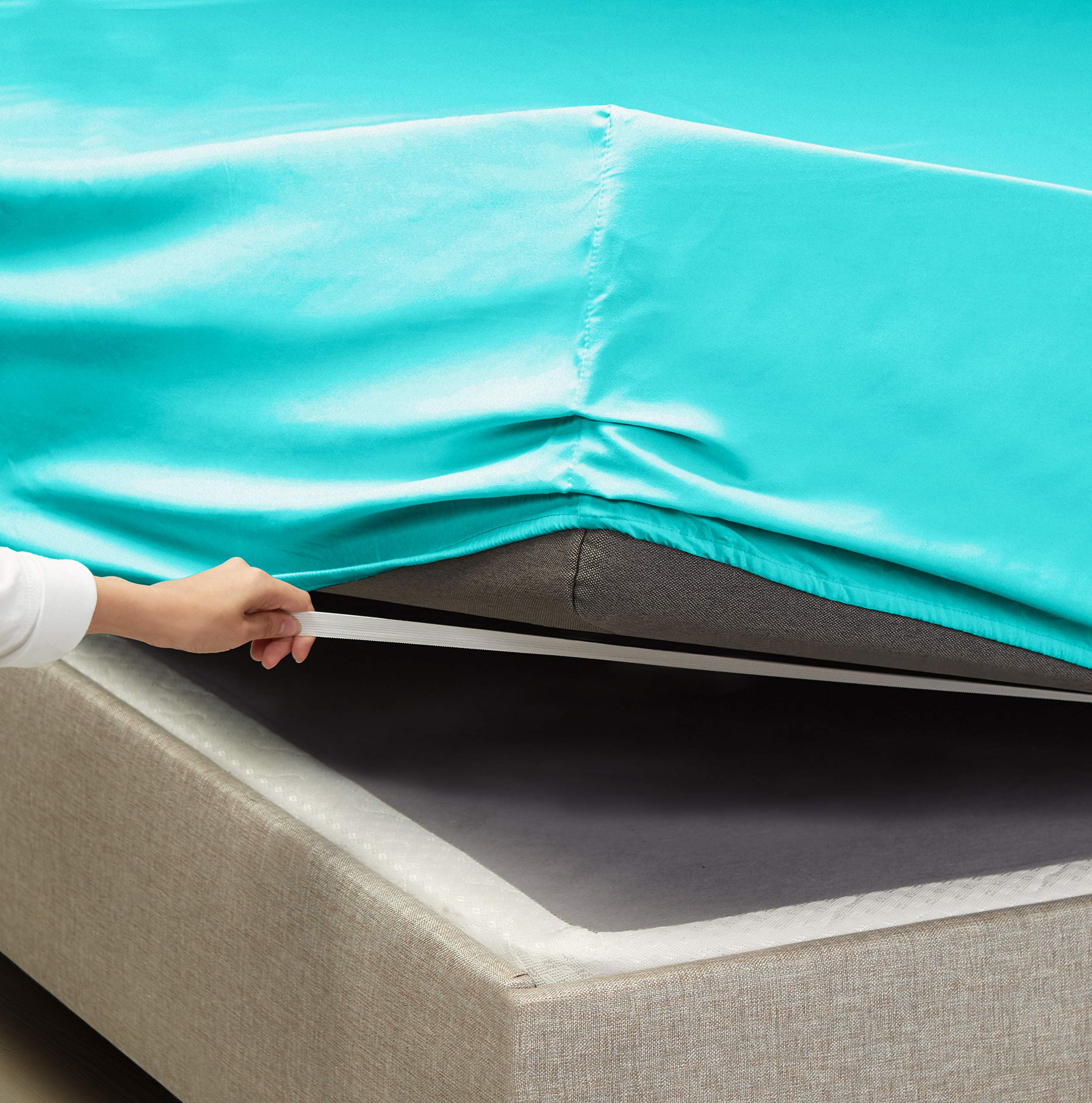Empyrean 3-Piece Twin Sheet Set - Super Soft Double Brushed Microfiber Bed Sheets - Luxury Hotel Quality Teal Blue Twin Size Sheets with 4 Corner Elastic Straps - Perfect for Guest Rooms, Dorms & Cozy Bedrooms