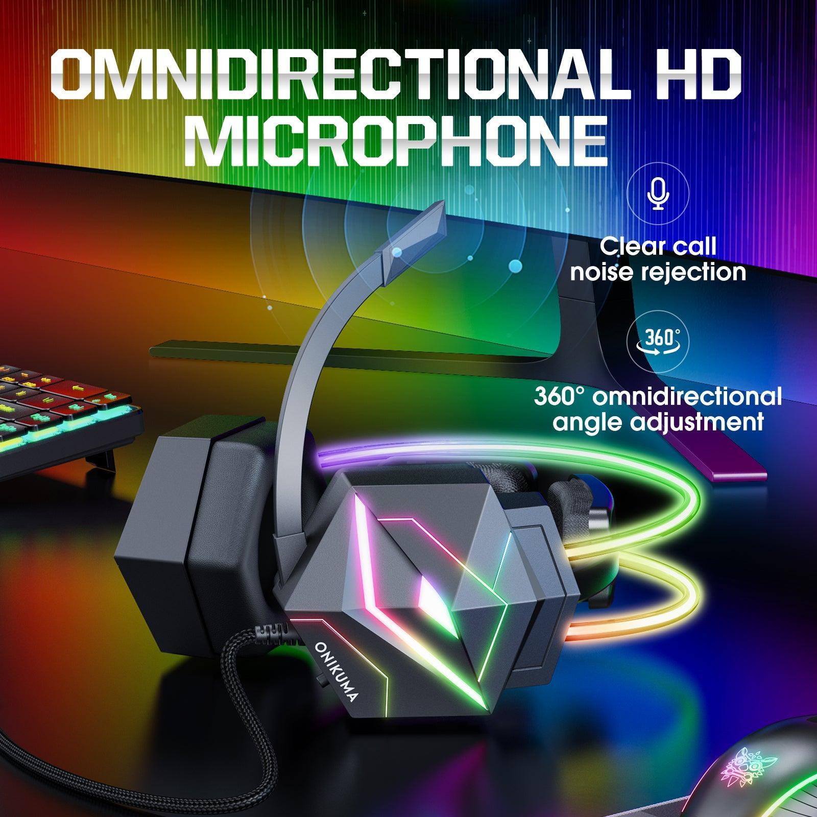 ONIKUMA X20 Pro RGB Gaming Headset with Noise Cancellation - 7.1 Surround Sound Wired Headphones with HD Mic for PC, PS4, PS5, Xbox Series X/S - Perfect for FPS Games & Online Chatting