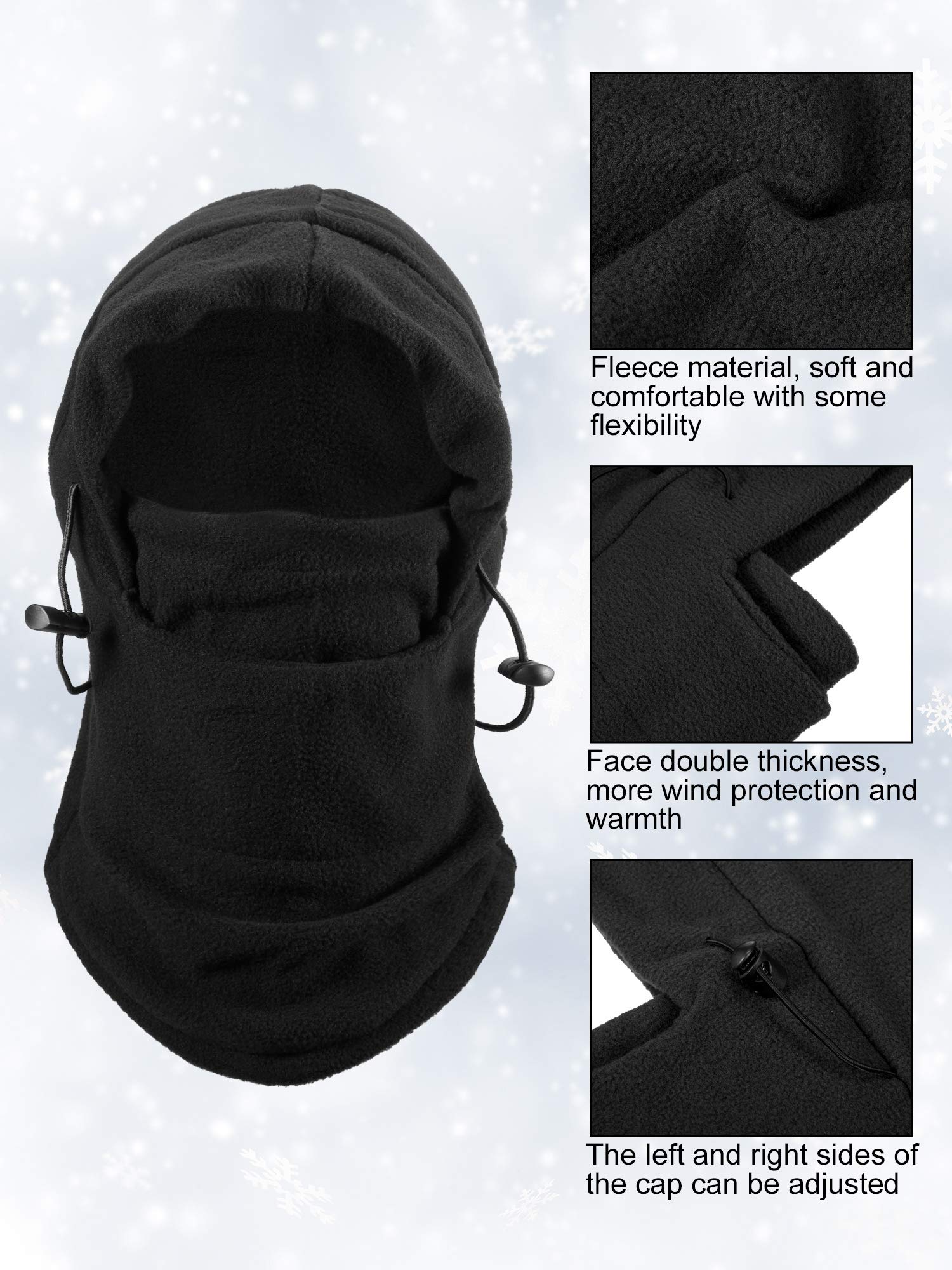 Frienda 4 Pack Balaclava Ski Mask - Windproof Fleece Face Cover for Men & Women - Adjustable Winter Face Mask for Skiing, Snowboarding, Motorcycling & Outdoor Activities