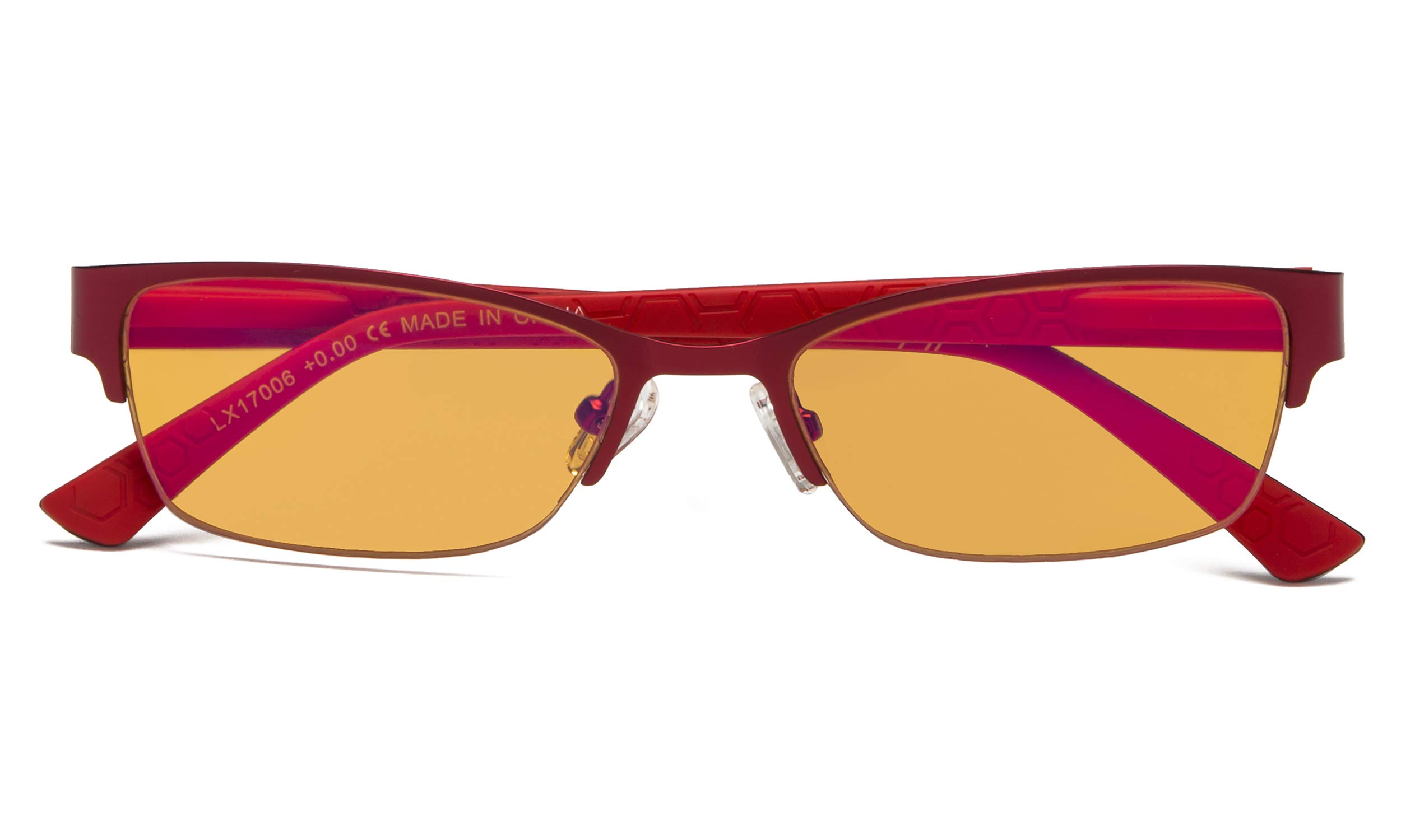 Eyekepper Anti-Blue Light Computer Gaming Glasses - 96.9% Blue Light Blocking, Orange Tinted Lenses for Eye Strain Relief & Better Sleep - Optical Frame for Women (Red, +0.00) - Perfect for Gaming, Office Work & Nighttime Screen Use