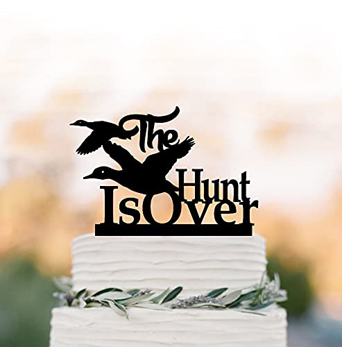 Funny Duck Wedding Cake Topper - The Hunt Is Over Unique Cake Decoration for Rustic, Outdoor & Hunting Theme Weddings