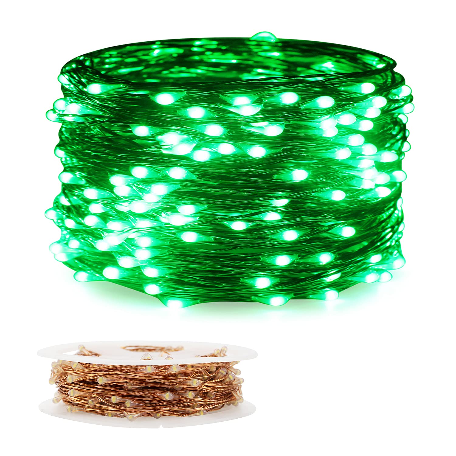 100 LED Fairy Lights Plug in, 33Ft/10M Starry String Lights - Waterproof Outdoor/Indoor Decorative Lighting for Bedroom, Patio, Garden, Party & Christmas Tree (Green) | Perfect for Romantic Nights, Holiday Decor & Wedding Ambiance