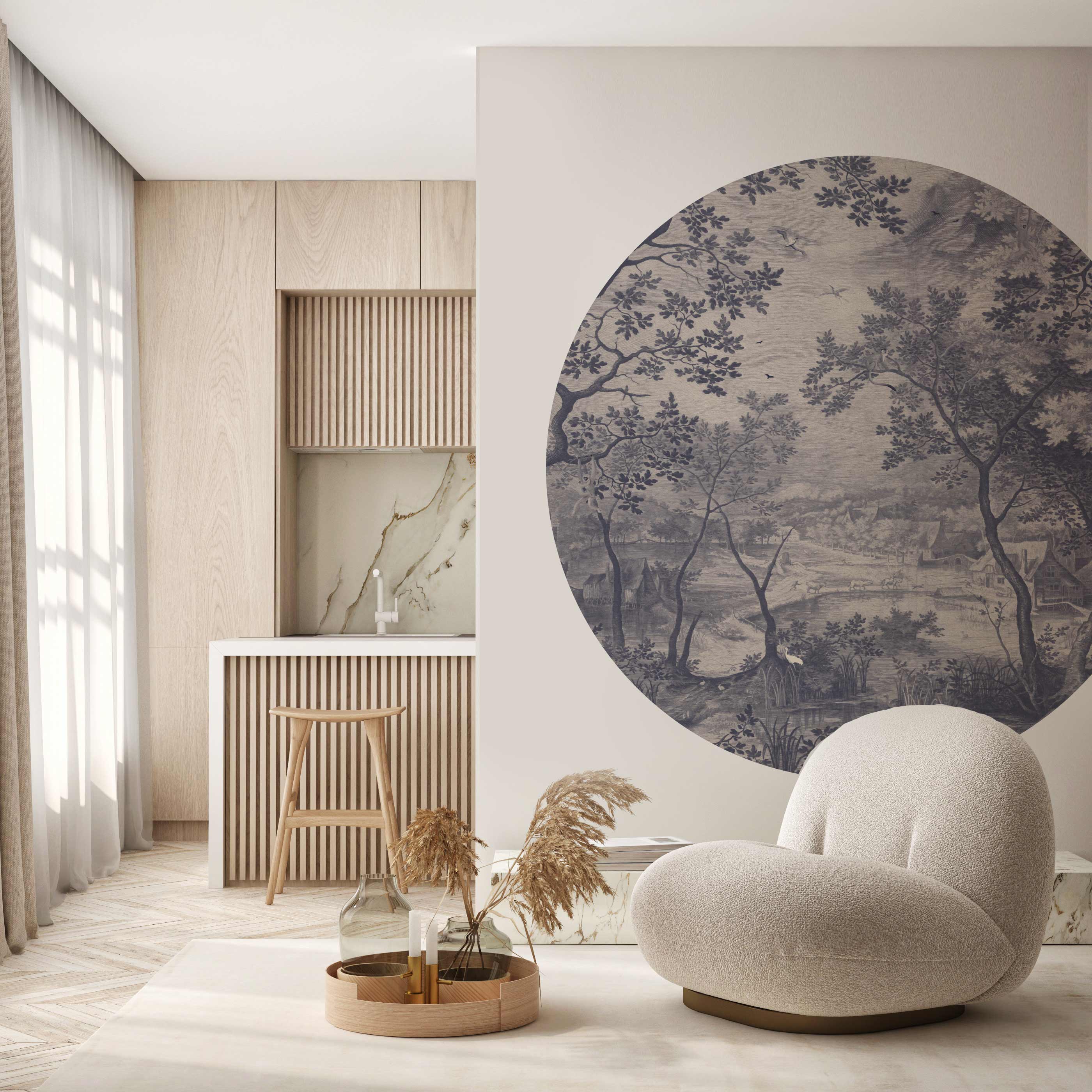 Round Wall Sticker Decal - Into the Woods Forest Theme for Nursery, Kids Room & Home Decor - Perfect for Bedroom, Living Room & Office Wall Art