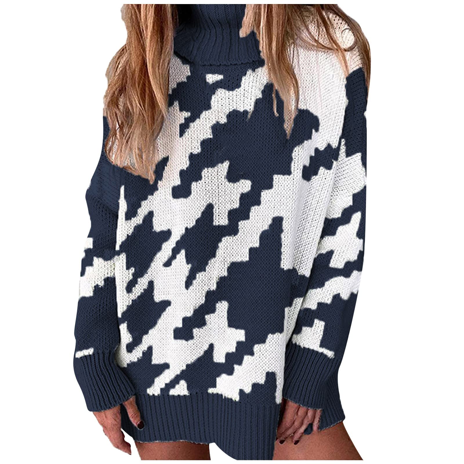 FMCHICO Women's Turtleneck Long Sleeve Sweater - Soft Loose Pullover Knit Top for Casual Wear, Office & Fall Outfits | Cozy Winter Layering Essential