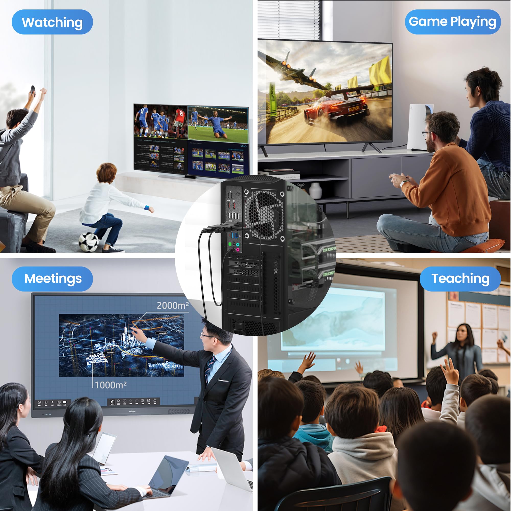 VGA to HDMI Adapter 1080P@60Hz - PC to TV Converter for Monitor & Projector