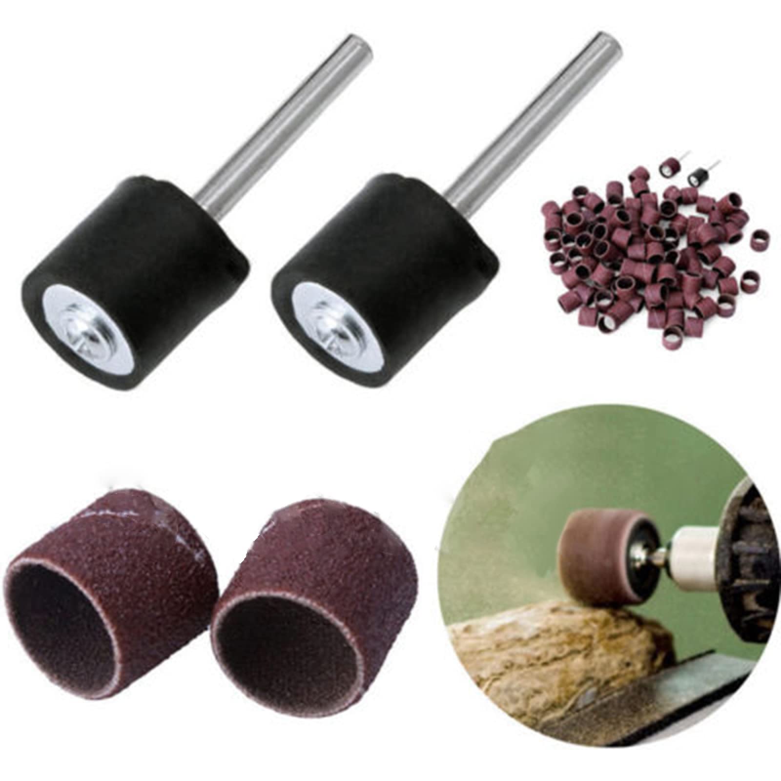 100PCS 80 Grit Sanding Drum Bands & Sleeves Set with Mandrels for Rotary Tools | Woodworking, Metal Polishing & DIY Projects | Abrasive Sanding Kit for Dremel & Drill Accessories