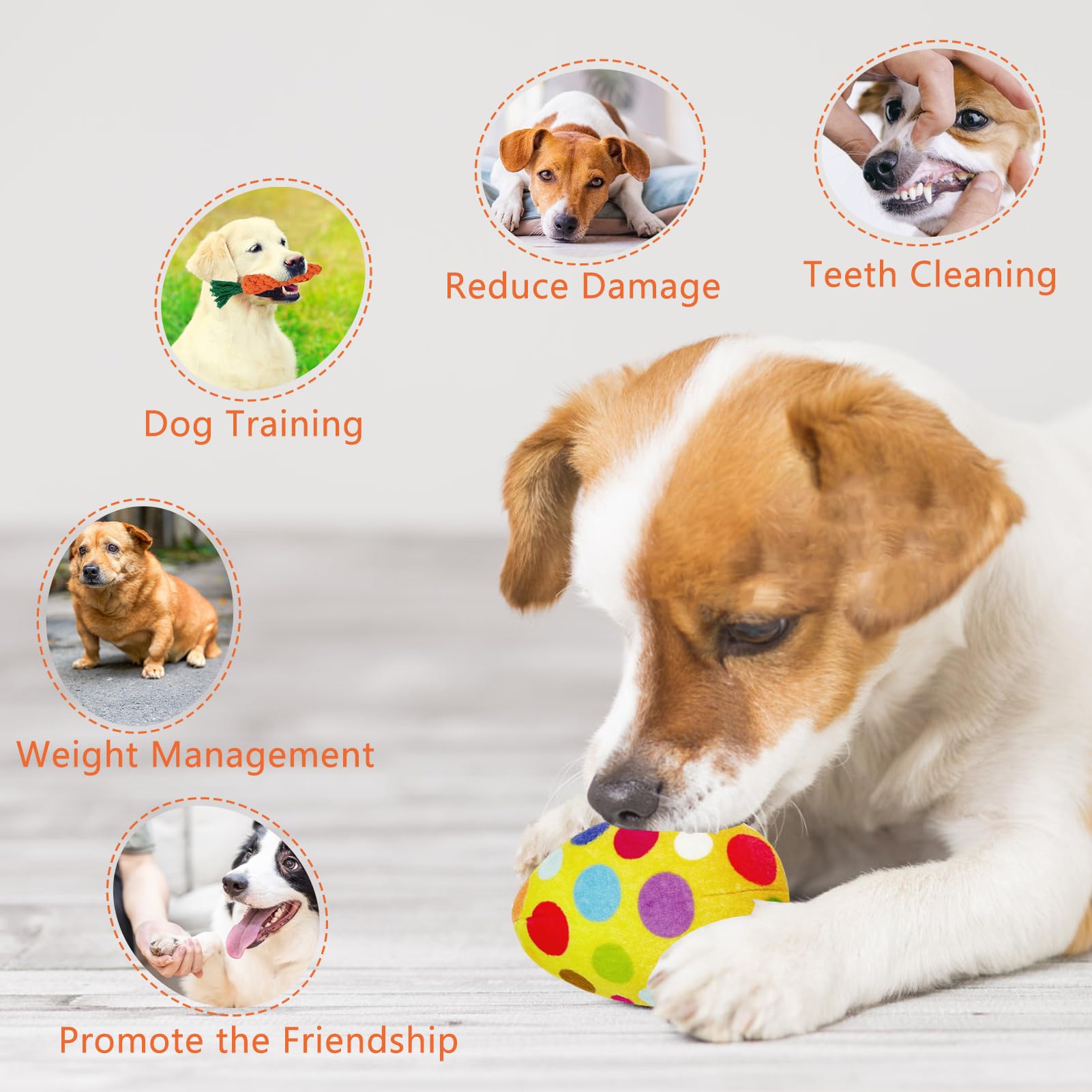 4 Pcs Easter Dog Squeaky Toys - Plush Bunny Rabbit Stuffed Animal with Crinkle & Rope Carrot - Interactive Easter Gift for Small Medium Dogs - Perfect for Easter Egg Hunts & Puppy Playtime