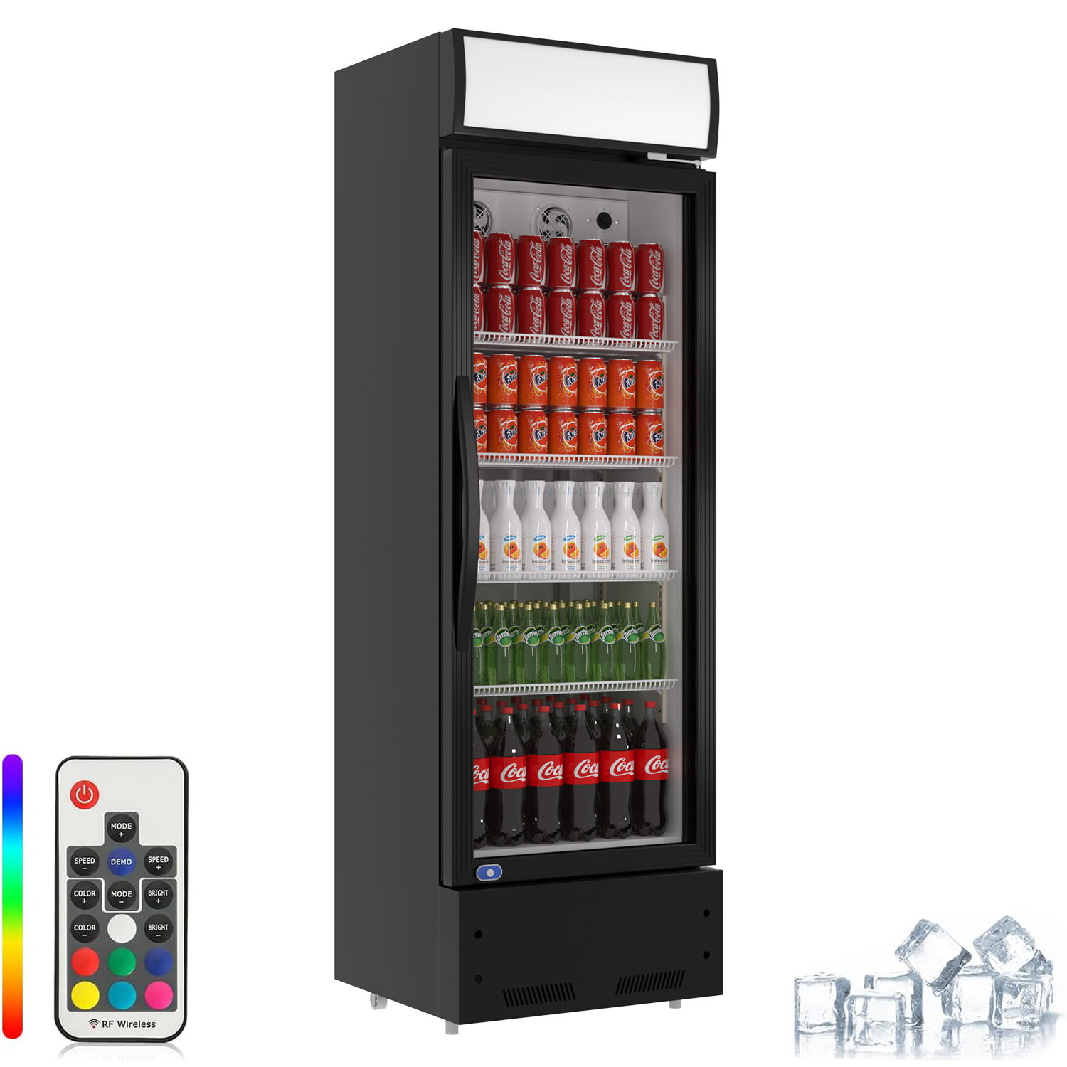 Commercial Glass Door Refrigerator - 8.0 Cu Ft Single Door Merchandiser Cooler, ETL Certified, Black - Perfect for Retail Stores, Cafes, and Restaurants