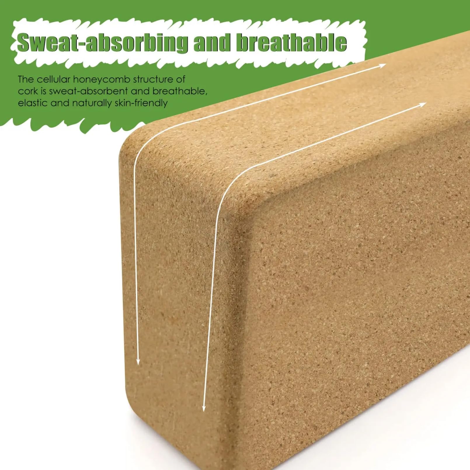 Premium Cork Yoga Blocks - 1 Pack Natural High Density Non-Slip Yoga Blocks for Women | Eco-Friendly Yoga Accessories for Yoga, Pilates & Stretching | Perfect for Home Studio, Gym & Travel Use