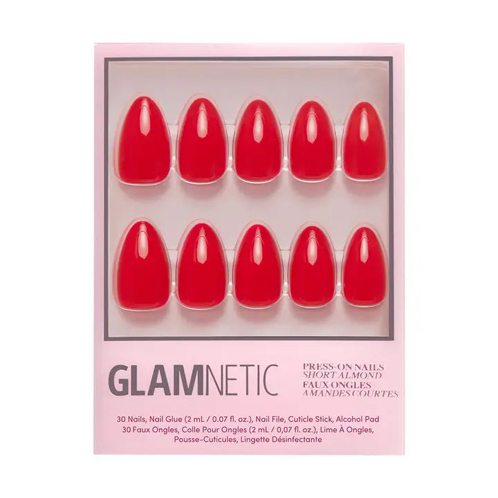 Fiery Red Press On Nails - Long Lasting Glue-Free Fake Nails for Women | Perfect for Parties, Weddings & Special Occasions