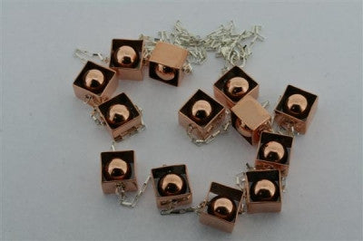Copper Framed Balls & Silver Necklace - Elegant Jewelry Set for Women, Perfect for Parties, Weddings, and Special Occasions