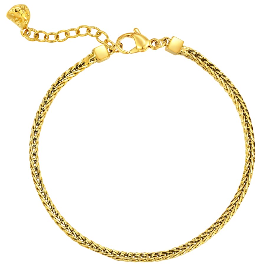 18K Gold Link Chain Bracelet for Women - Adjustable Cuban Snake Thin Bracelet, Handmade Minimalist Jewelry - Perfect for Everyday Wear, Gift Giving & Special Occasions
