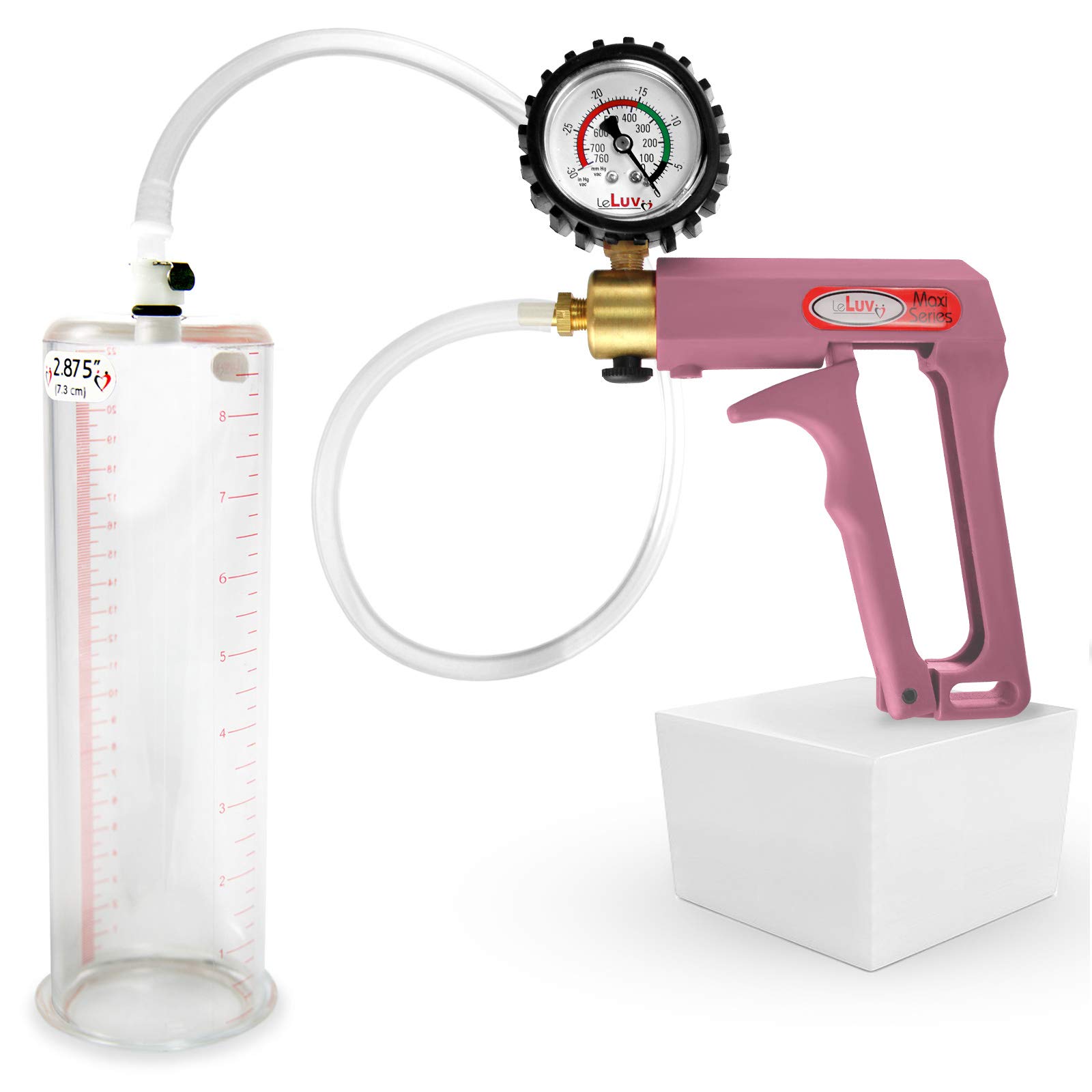 LeLuv Maxi Purple Handle Penis Pump with Vacuum Gauge - 9