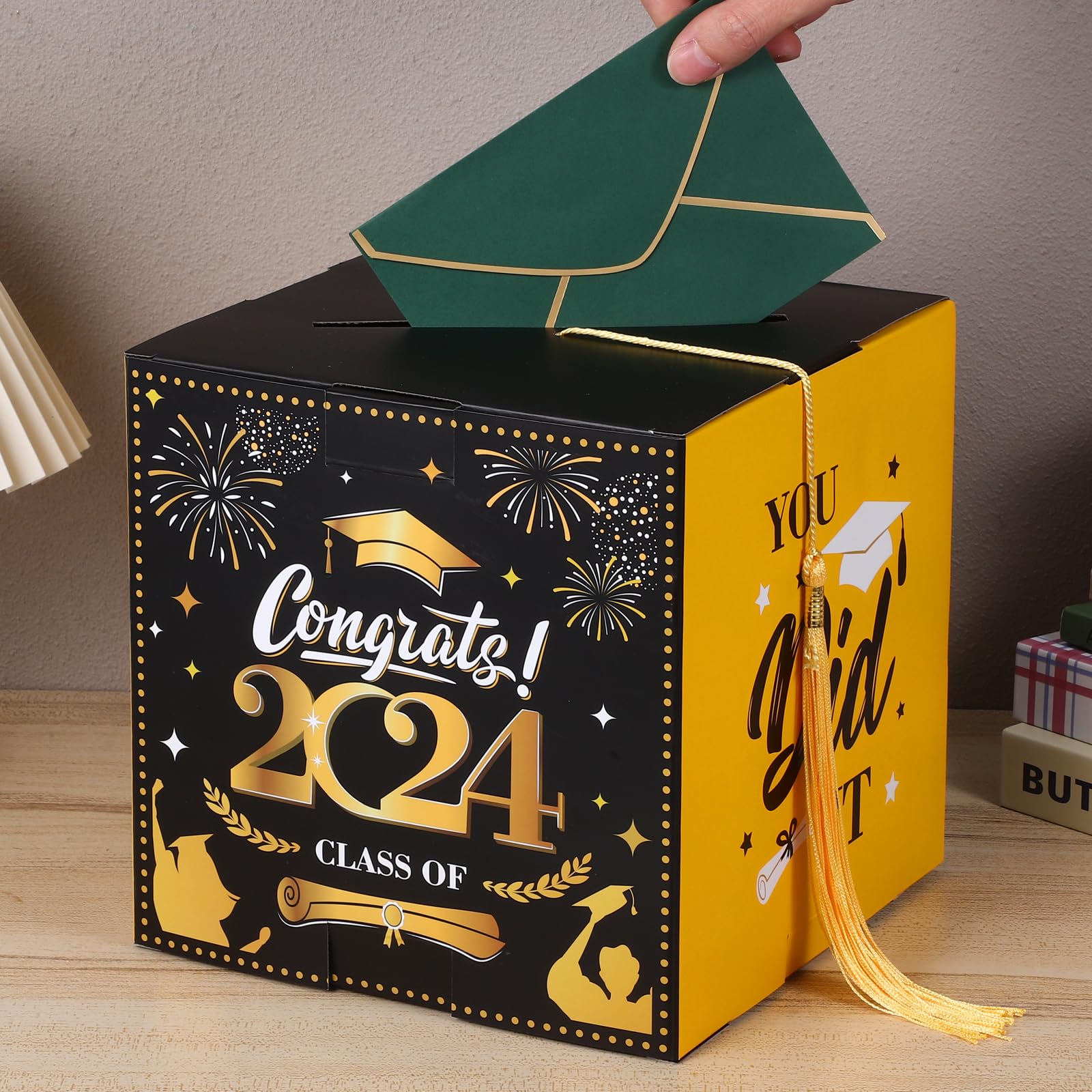 Bestoyard 2024 Graduation Card Box - Class of 2024 Congratulations Grad Card Holder, Invitation Card Organizer - Perfect for Graduation Party Decorations & School Celebration Supplies