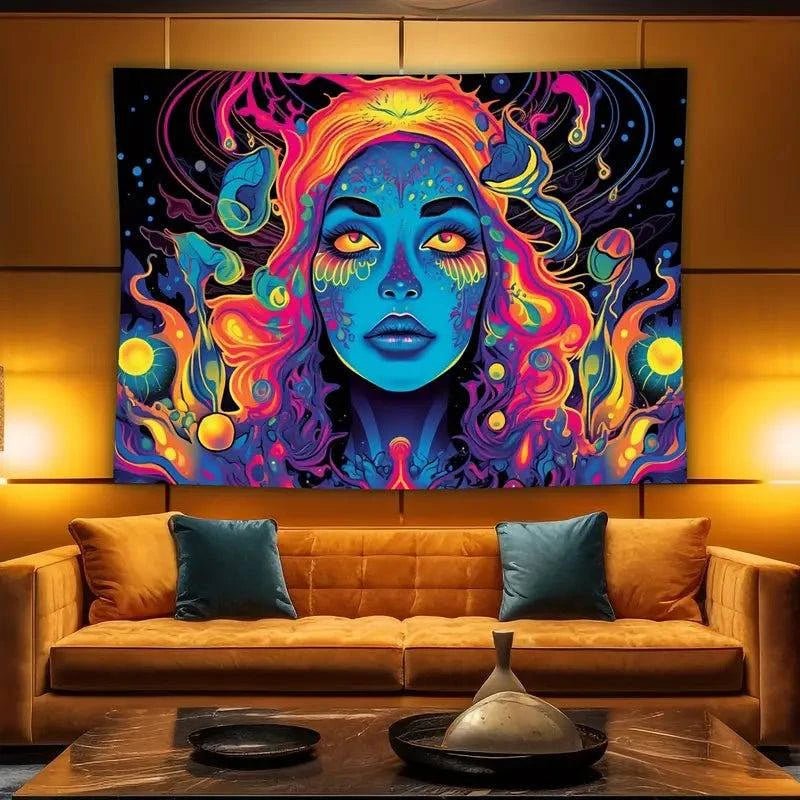 Groovy Blacklight Poster for Room Decor - Psychedelic UV Glow Art for Bedroom, Party & Rave - Perfect for Hippie, 60s & 70s Theme Decorations