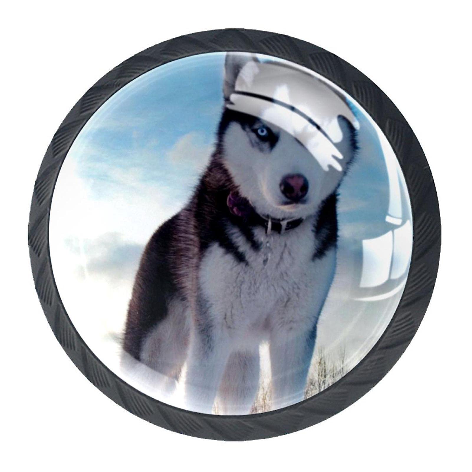 4-Pack Husky Dog Cabinet Knobs - Decorative Drawer Pulls & Cupboard Handles with Screws - Perfect for Kitchen, Dresser, Bathroom & Furniture Hardware Upgrade