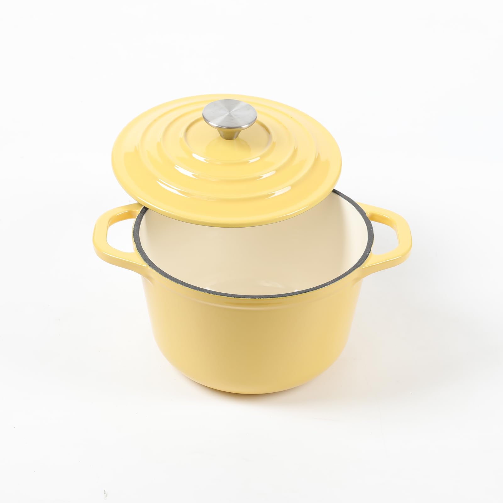 HAWOK 1.5-Quart Enameled Cast Iron Mini Dutch Oven - Yellow | Perfect for Baking, Stewing & Serving Individual Portions | Stovetop & Oven Safe