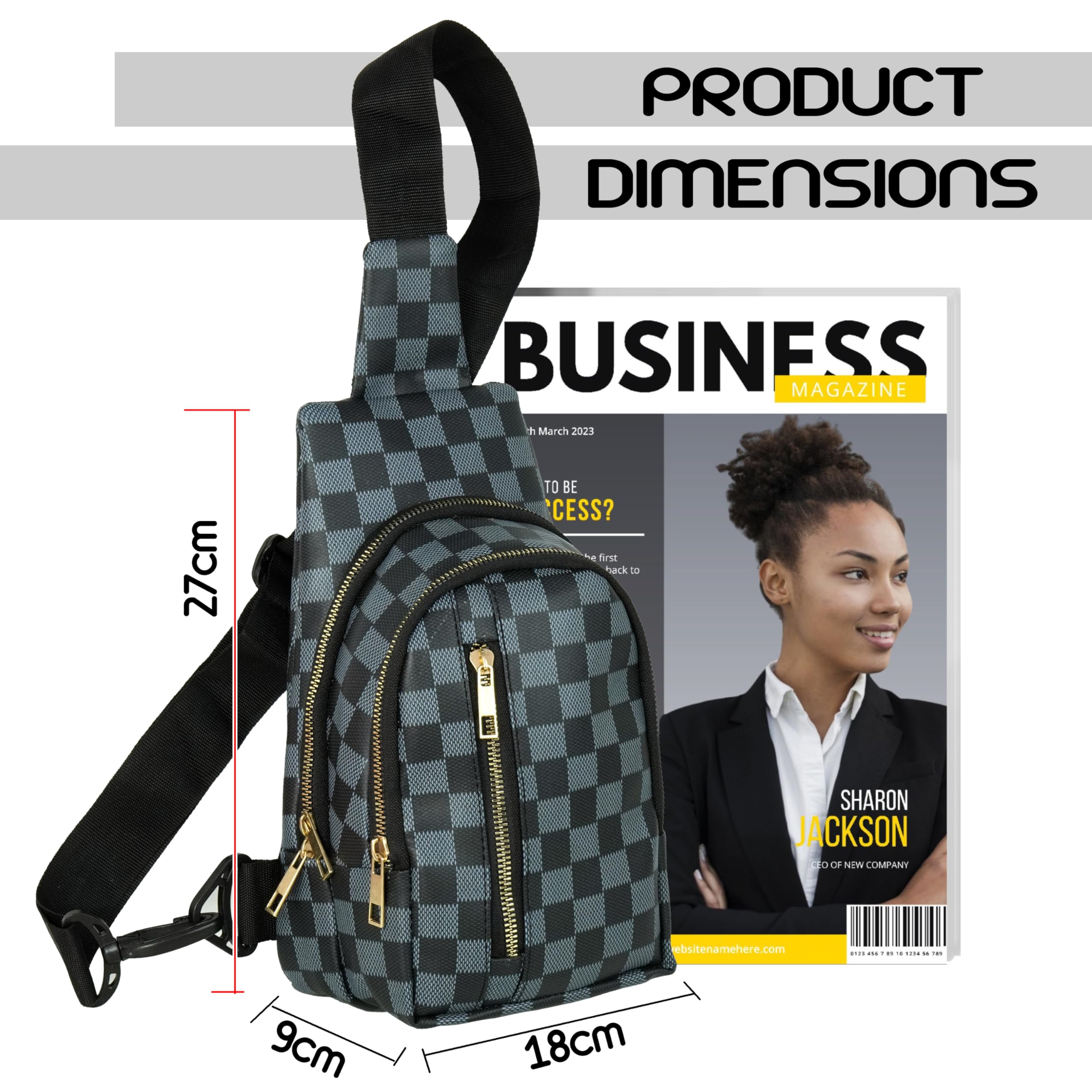 Storite Nylon Crossbody Bag for Men & Women - Lightweight Sling Shoulder Bag with Adjustable Strap (Black & Blue, 18 x 9 x 27 cm) - Perfect for Travel, Work, Shopping & Everyday Use