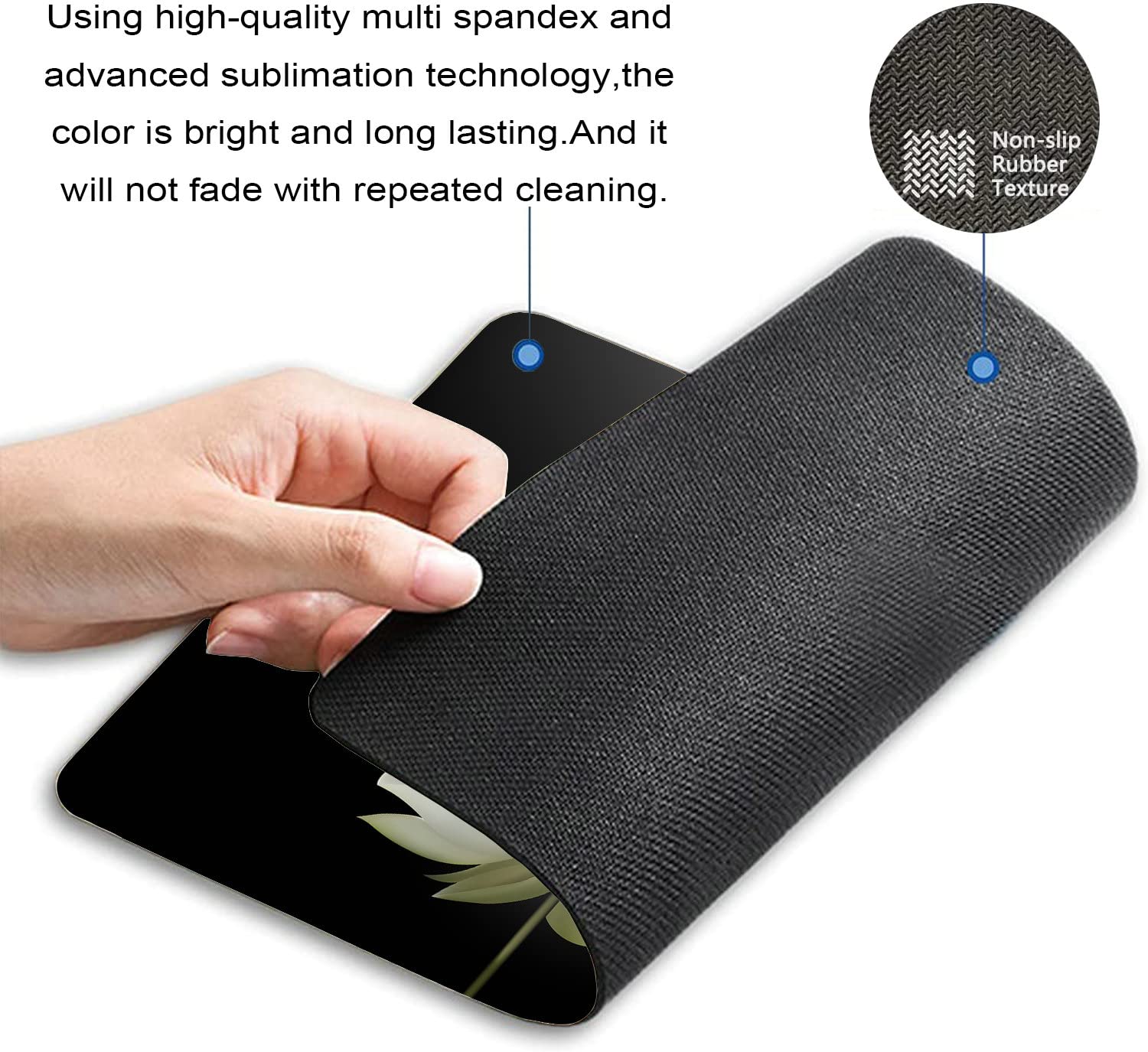 Floral Mouse Pad with White Lotus Design - Non-Slip Rubber Base Computer Mouse Mat for Wireless Mouse (9.5×7.9×0.12 inches) - Perfect for Office, Gaming & Home Workspace Decor