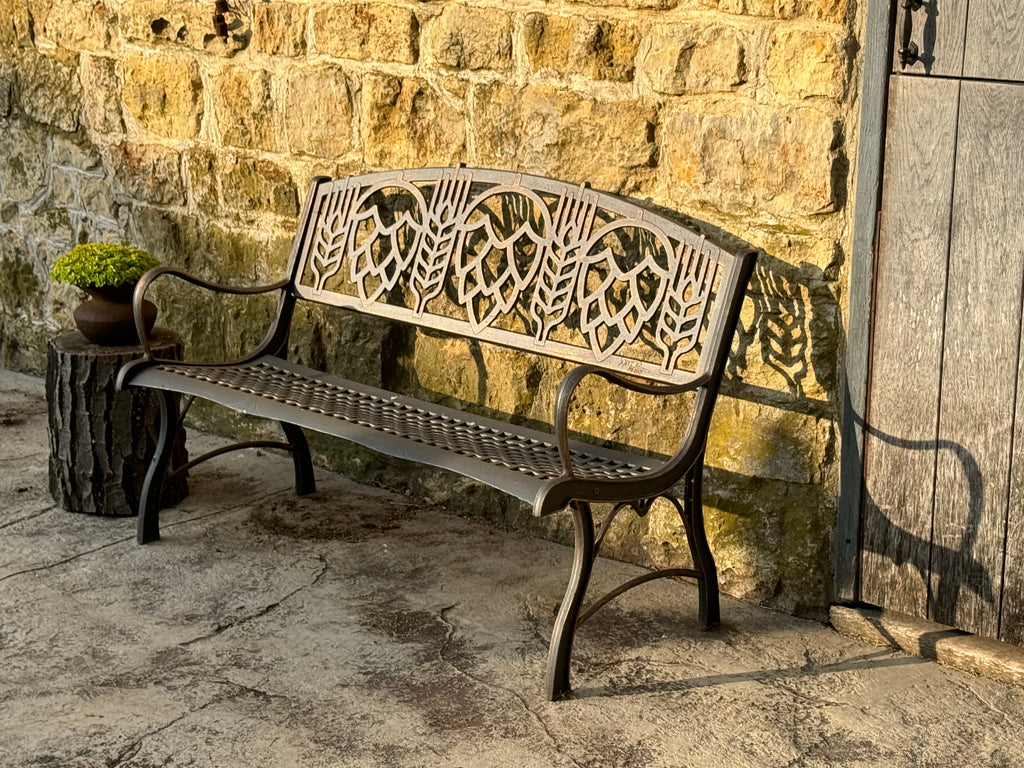 Premium Outdoor Hops Bench - Weather-Resistant Garden Bench for Patio, Backyard & Porch - Perfect for Relaxing, Lounging & Outdoor Entertaining