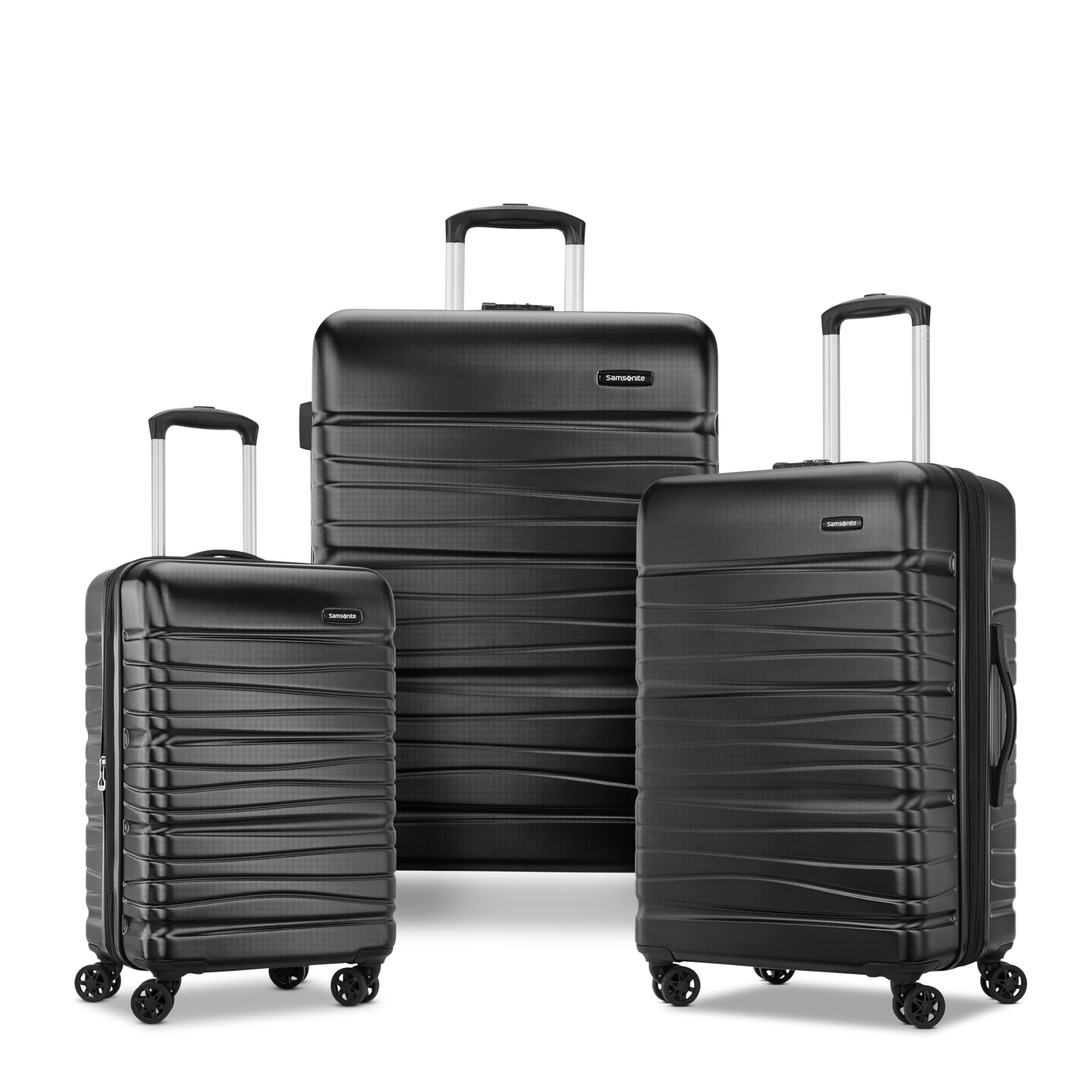 Samsonite Evolve SE Hardside Expandable Spinner Luggage Set (3-Piece, Carry-On/Medium/Large) - Durable Black Suitcase for Business Travel & Family Vacations