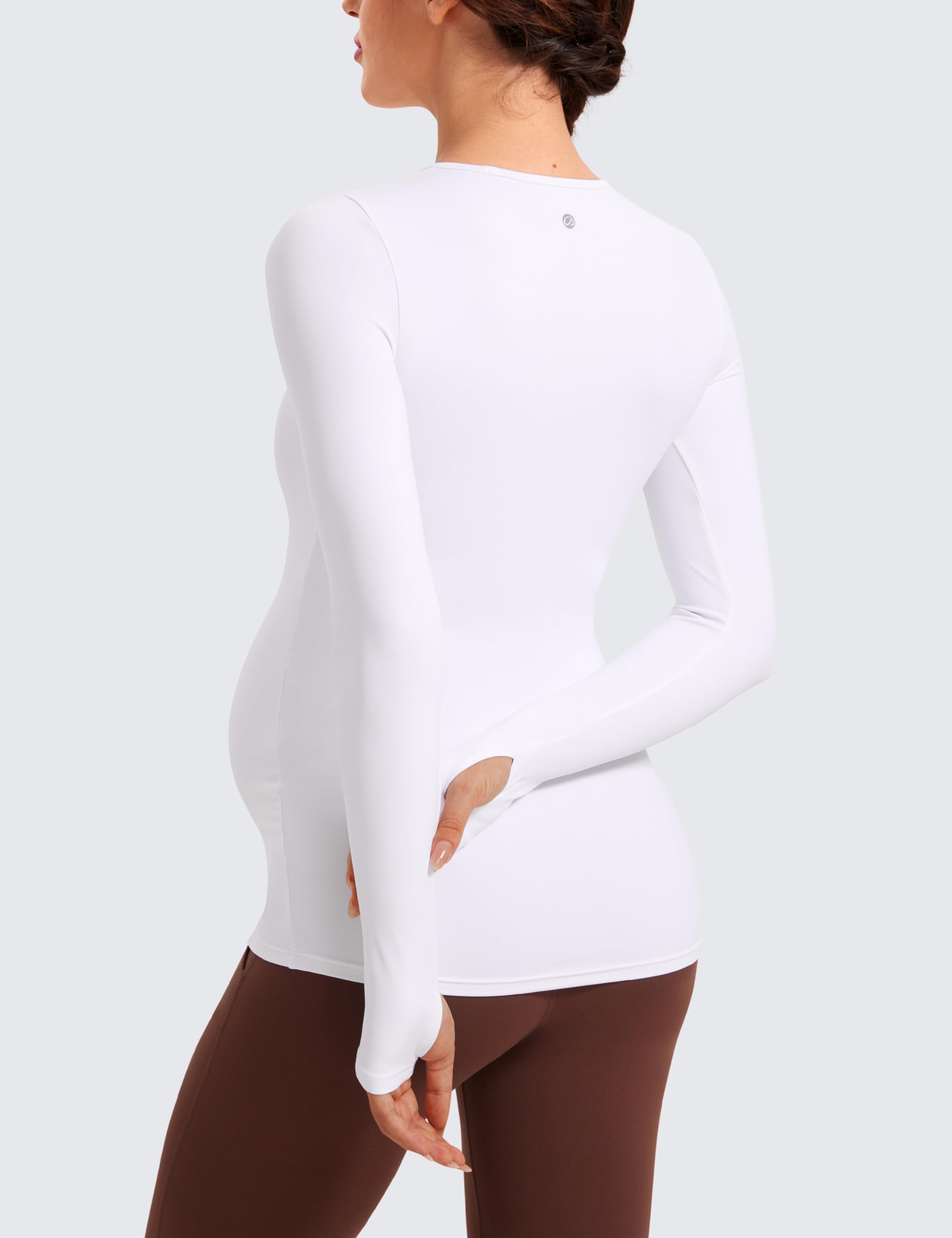 CRZ YOGA Women's Butterluxe Long Sleeve Maternity Top - Soft Pregnancy Shirt for Yoga, Workout & Casual Wear | Comfortable Nursing Tee for Expecting Moms | Perfect for Maternity Photos, Daily Activities & Relaxation