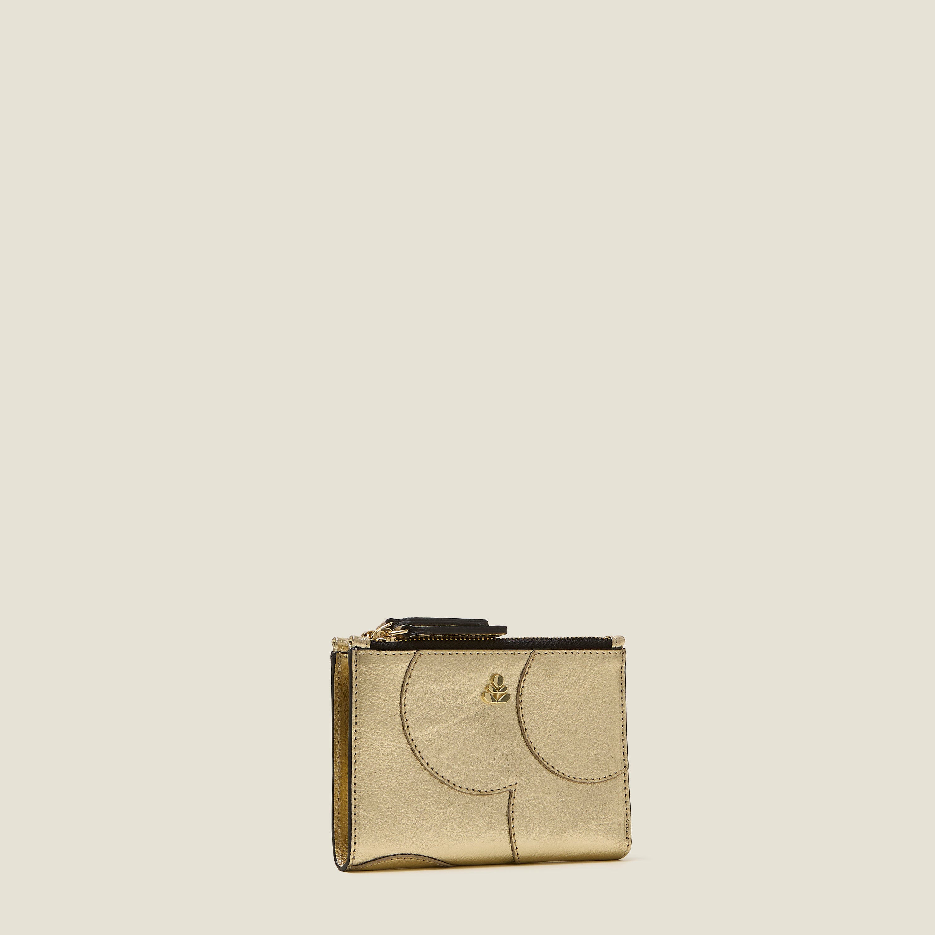 Two Way Coin Purse with Spot Flower Gold Design - Perfect for Organizing Coins, Cash, and Cards for Travel, Shopping, and Daily Use