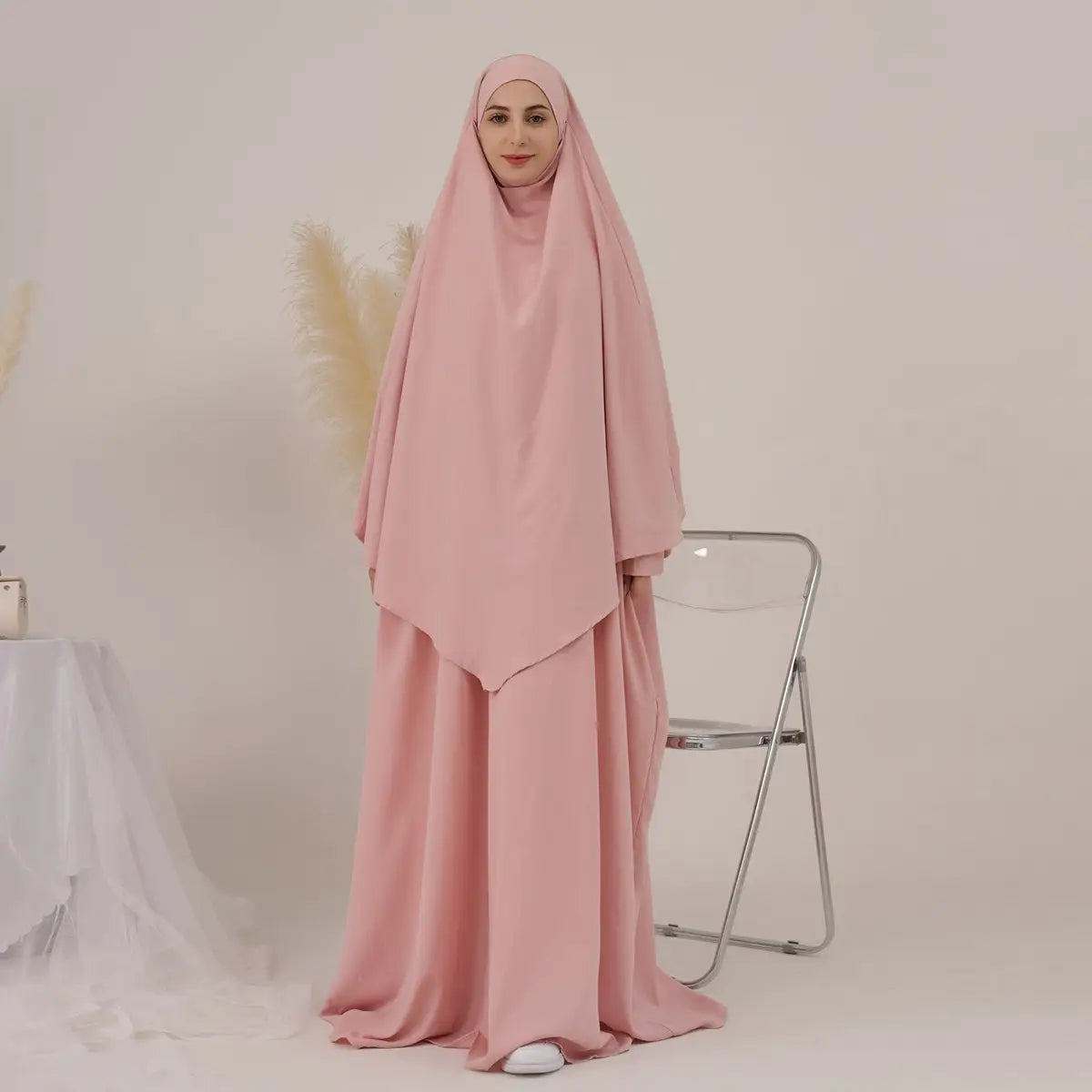 2-Piece Muslim Prayer Dress Set - Jilbab Abaya with Khimar Scarf | Modest Islamic Clothing for Women | Perfect for Salah, Mosque & Daily Wear