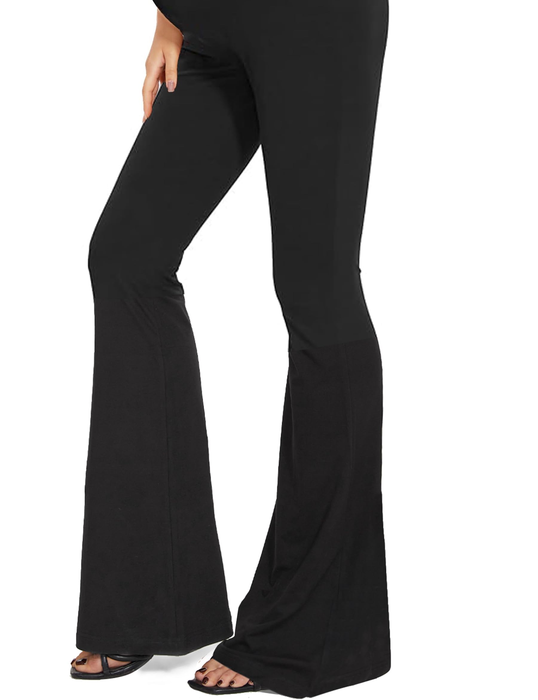 Buttery Soft Maternity Flare Leggings - High Waisted Over Belly Pregnancy Yoga Pants for Before, During & After Pregnancy - Comfortable Stretchy Workout & Lounge Wear