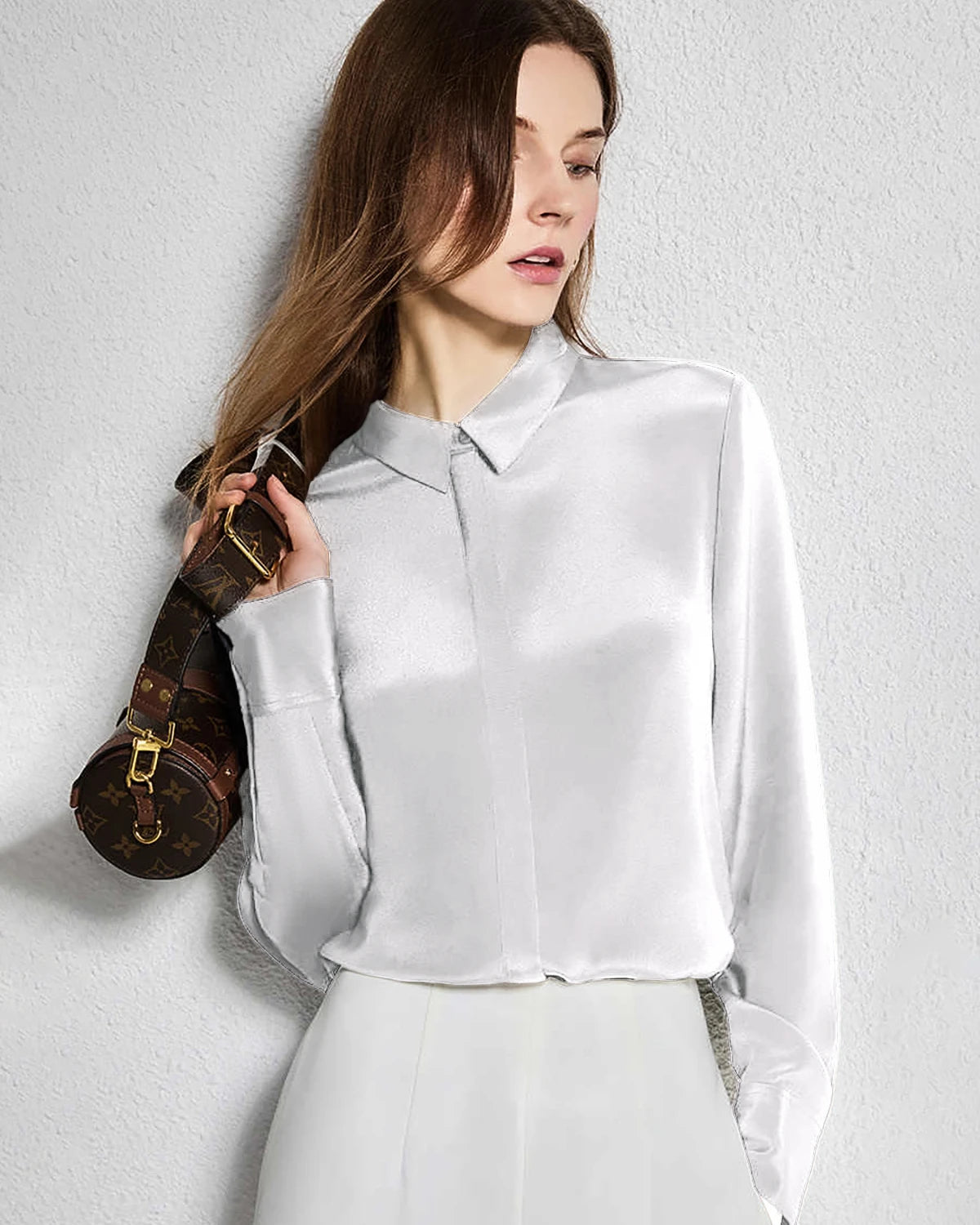 30 Momme Pure Silk Concealed Button Shirt for Women - Elegant & Breathable Blouse for Work, Office, and Special Occasions