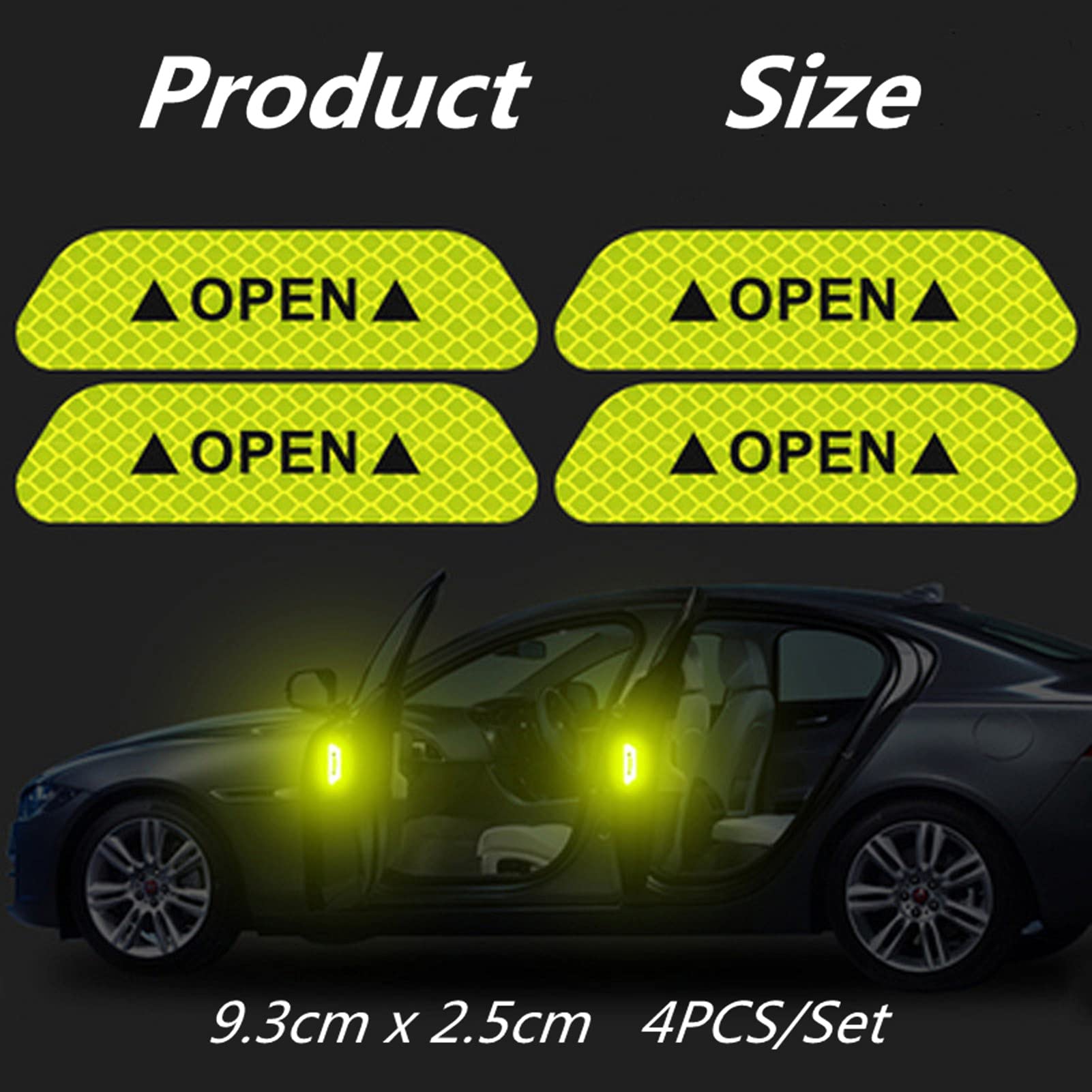 4PCS High Reflective Safety Stickers for Car Doors & Helmets - Red