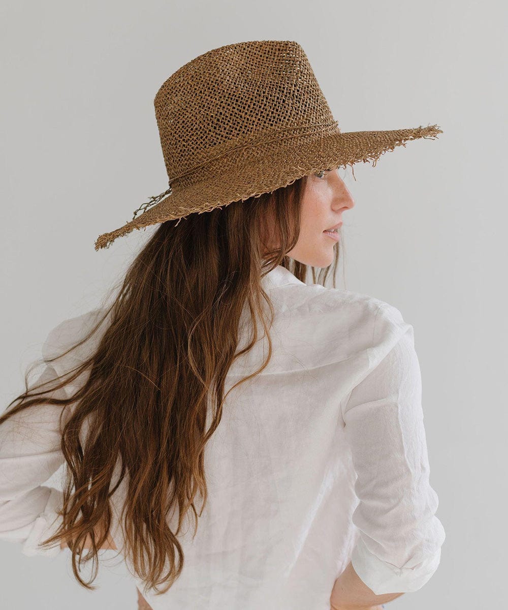 Stylish Tessa Seagrass Fedora Hat in Brown - Perfect for Beach Vacations, Summer Outings & Boho Fashion