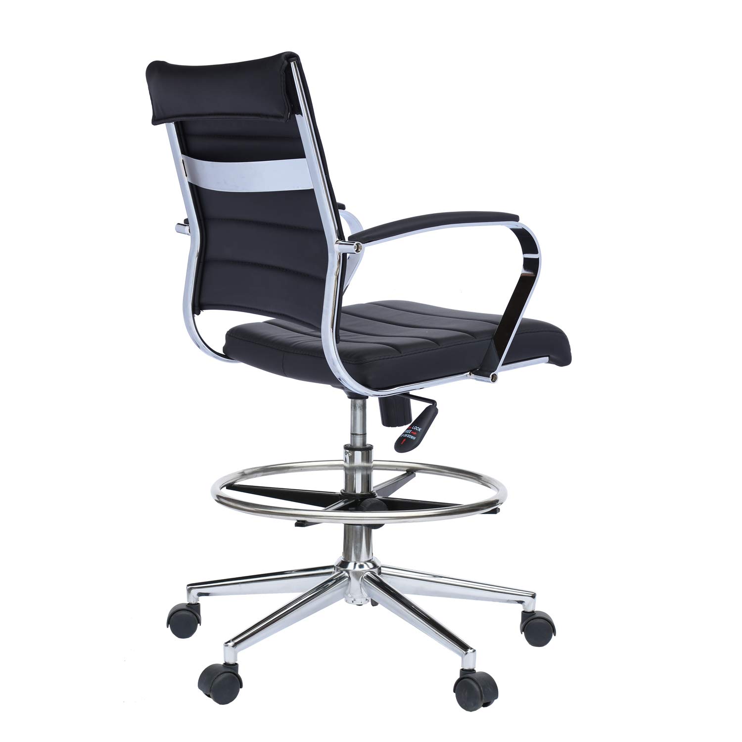 2xhome Modern Adjustable Ergonomic Office Chair - High Back Drafting Chair with Lumbar Support & Arms for Computer Work, Gaming & Home Office (Black) - Perfect for Long Hours Sitting, Studying & Professional Workspaces