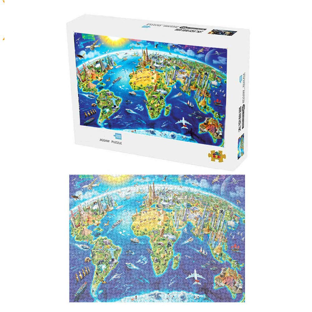 1000 Piece World Map Puzzle for Adults - Extra Thick Paper Jigsaw Puzzle, DIY Landscape Wall Art Decor - Perfect for Home, Office & Classroom Decorations