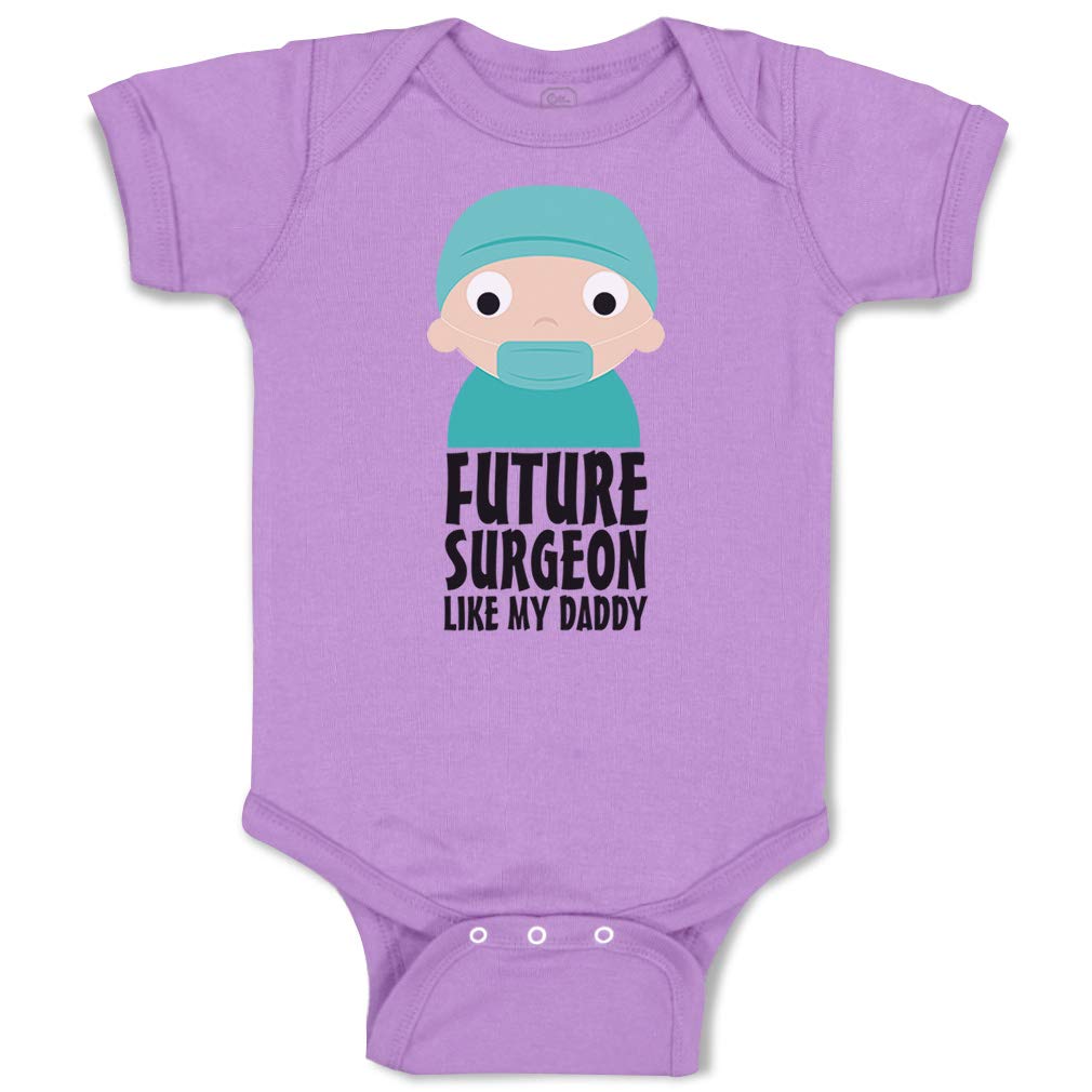Custom Baby Bodysuit - Future Surgeon Like My Daddy - Funny Cotton Infant Onesie for Boys & Girls - Lavender Design - Newborn Outfit for Doctor-Themed Parties & Photo Shoots