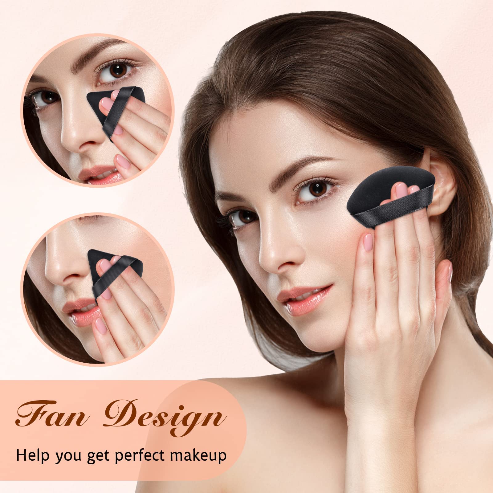 Velour Powder Puff Triangle Makeup Sponge - Super Soft Loose Setting Powder Puff for Face & Body, Foundation Blender, Eye Makeup Wedges (Multicolor, 2-Pack) | Perfect for Professional Makeup Application & Travel Beauty Essentials