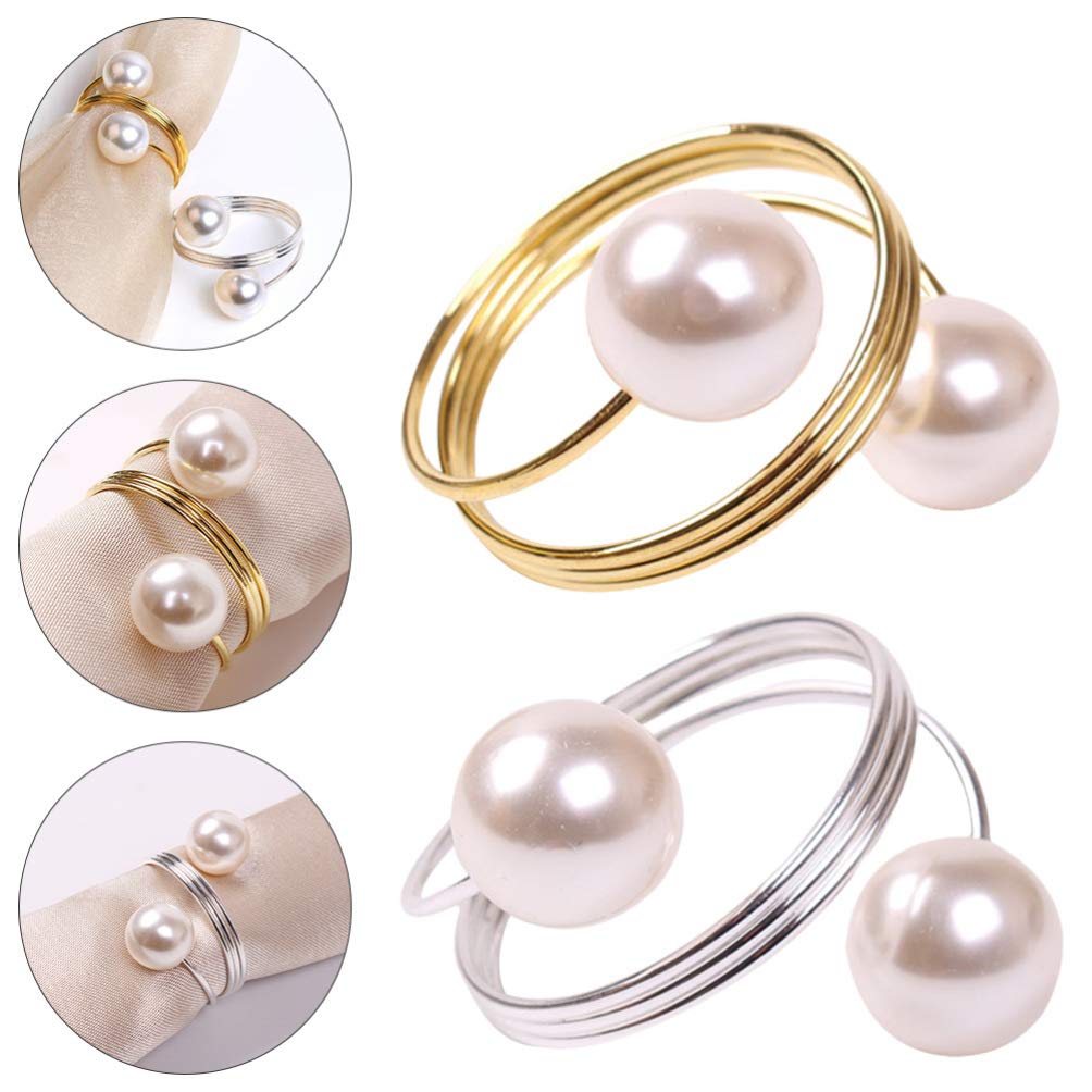 2-Pack Pearl Napkin Rings - Elegant Napkin Holders for Banquet, Dinner Party & Table Decor - Perfect for Weddings, Holidays & Special Occasions