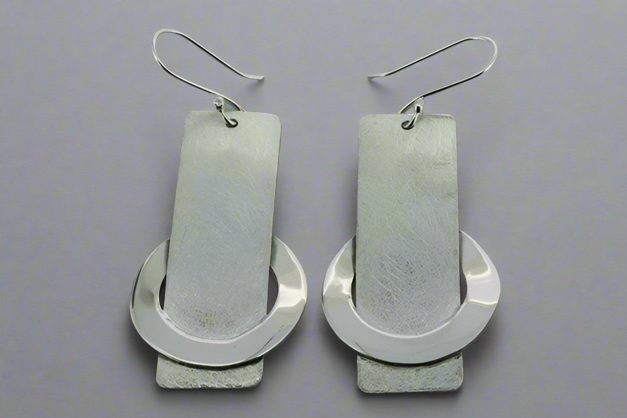 Matte Drop Earrings with Circle Design - Sterling Silver Jewelry for Women | Perfect for Parties, Weddings & Everyday Wear