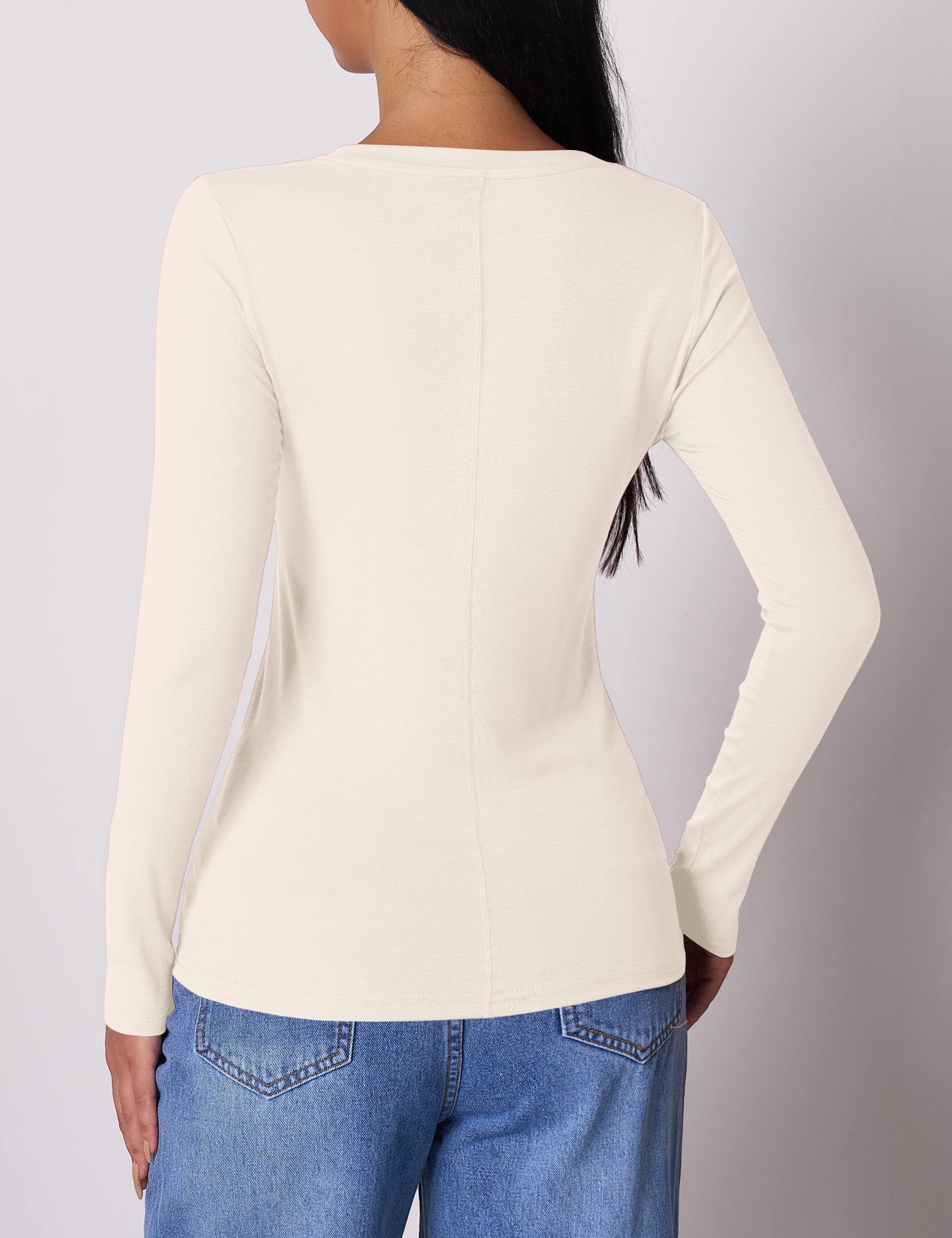 Beluring Women's Long Sleeve Crew Neck Slim Fit Ribbed T-Shirt - Basic Casual Top for Everyday Wear, Work & Outfits